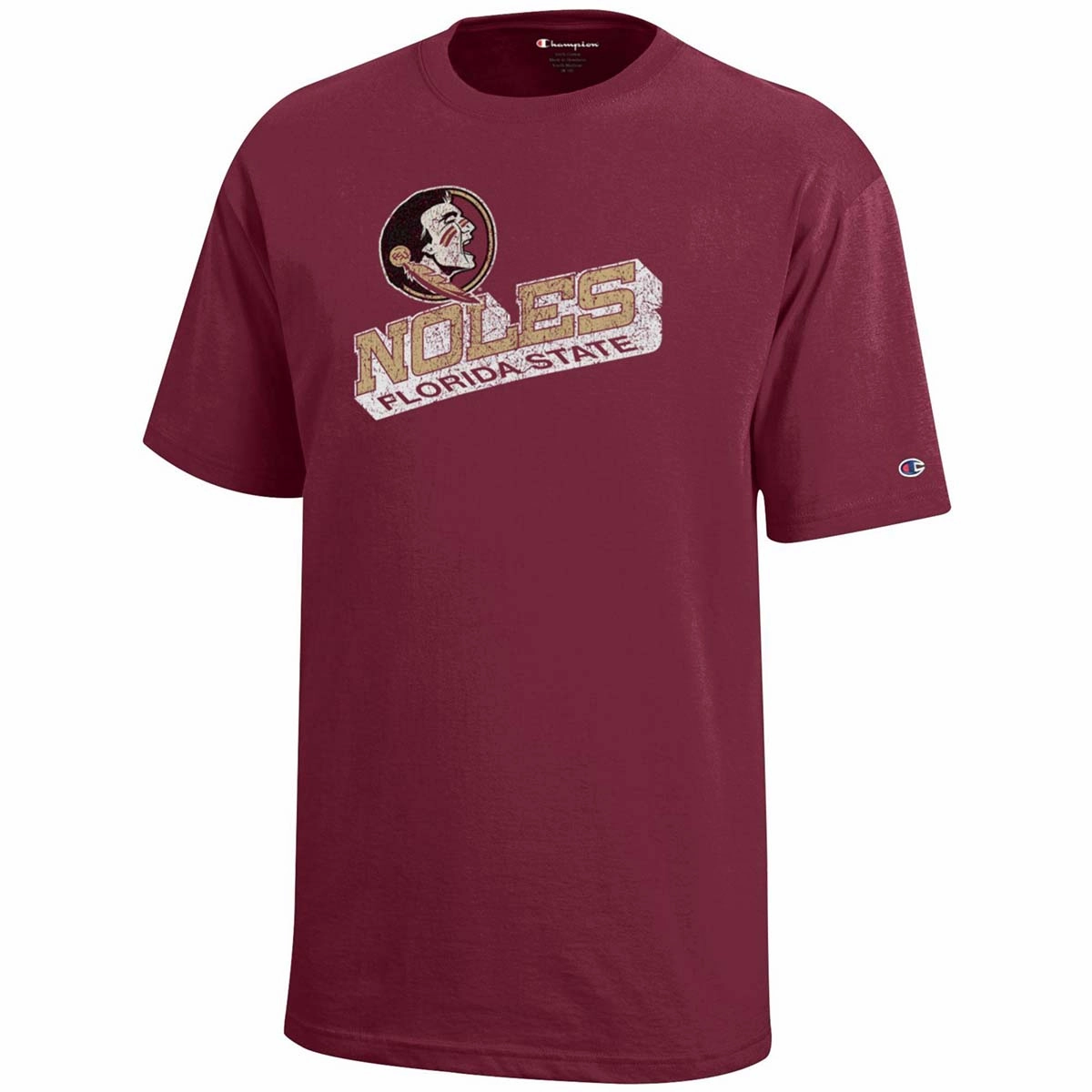 Champion Youth Seminole Logo/Noles/Florida State Short Sleeve T-shirt - Garnet Casual Layering Bold Design