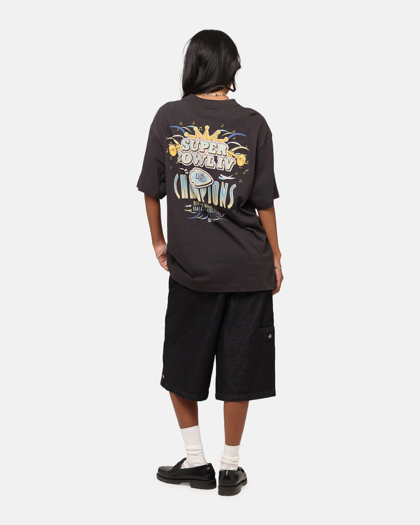 Mitchell & Ness New Orleans 1970 Super Bowl IV Match Up T-Shirt Faded Black Cozy and Light Plus size clothing