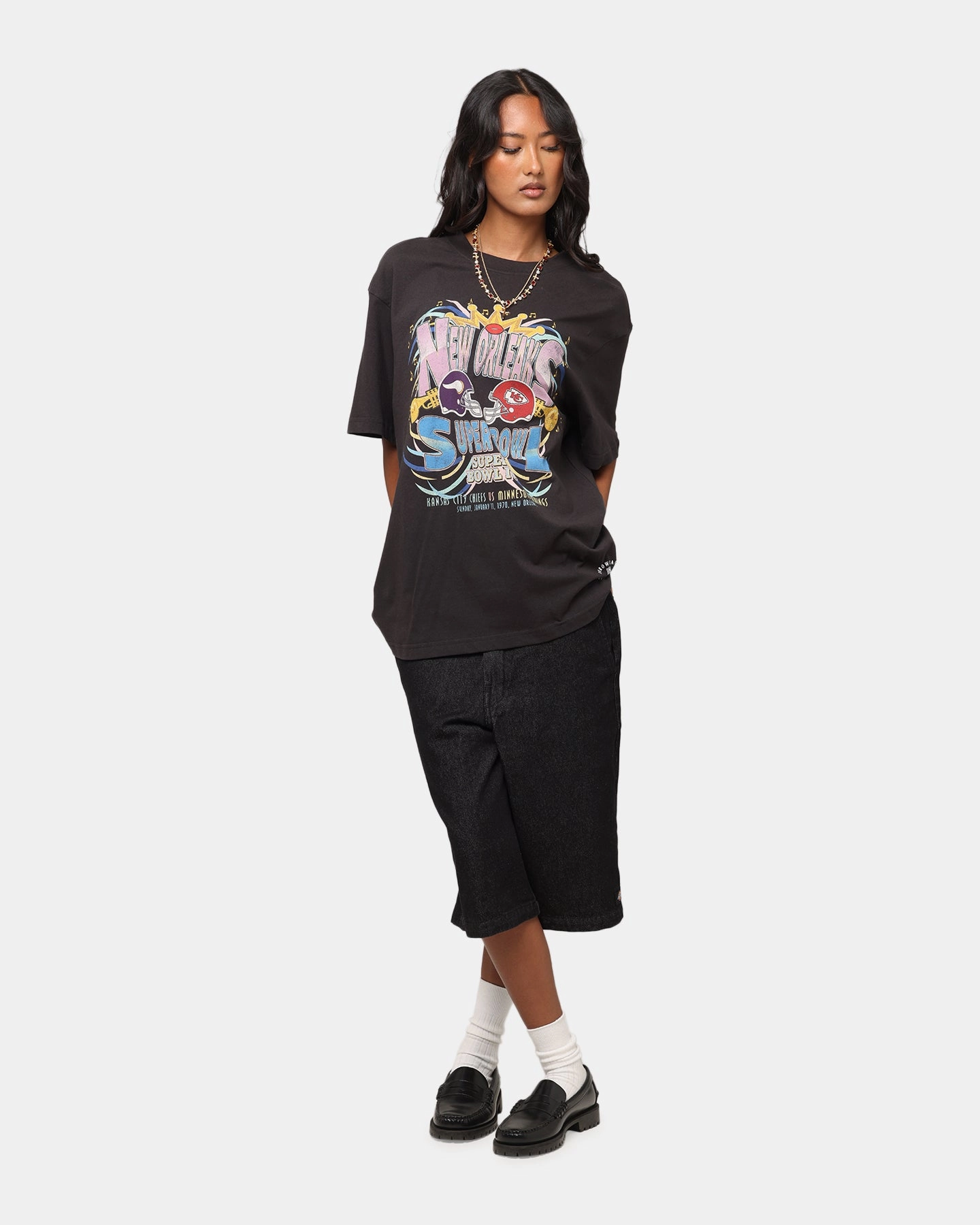 Mitchell & Ness New Orleans 1970 Super Bowl IV Match Up T-Shirt Faded Black athletic style