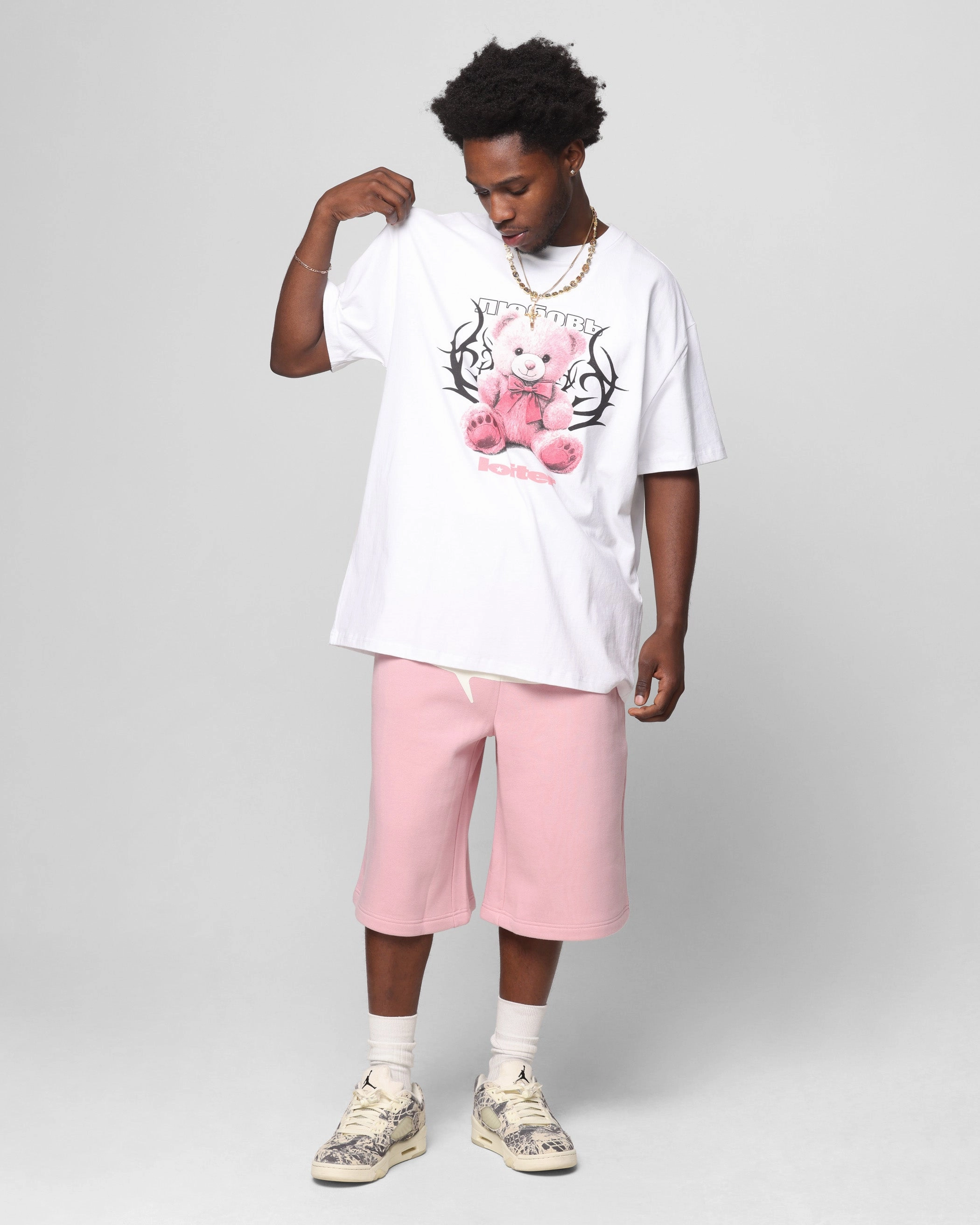 Loiter Care T-Shirt White Fun Prints Light Style Trend