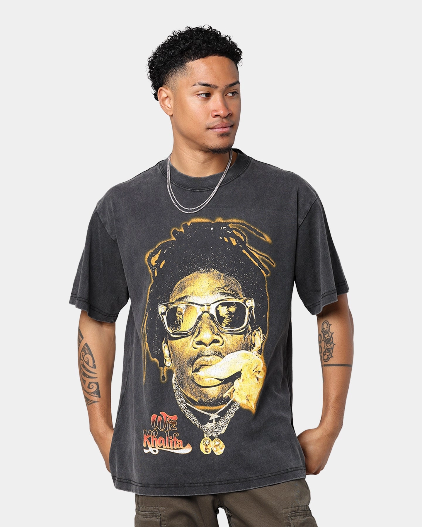 ID Supply Wiz Khalifa Smoke T-Shirt Washed Black Active Wear