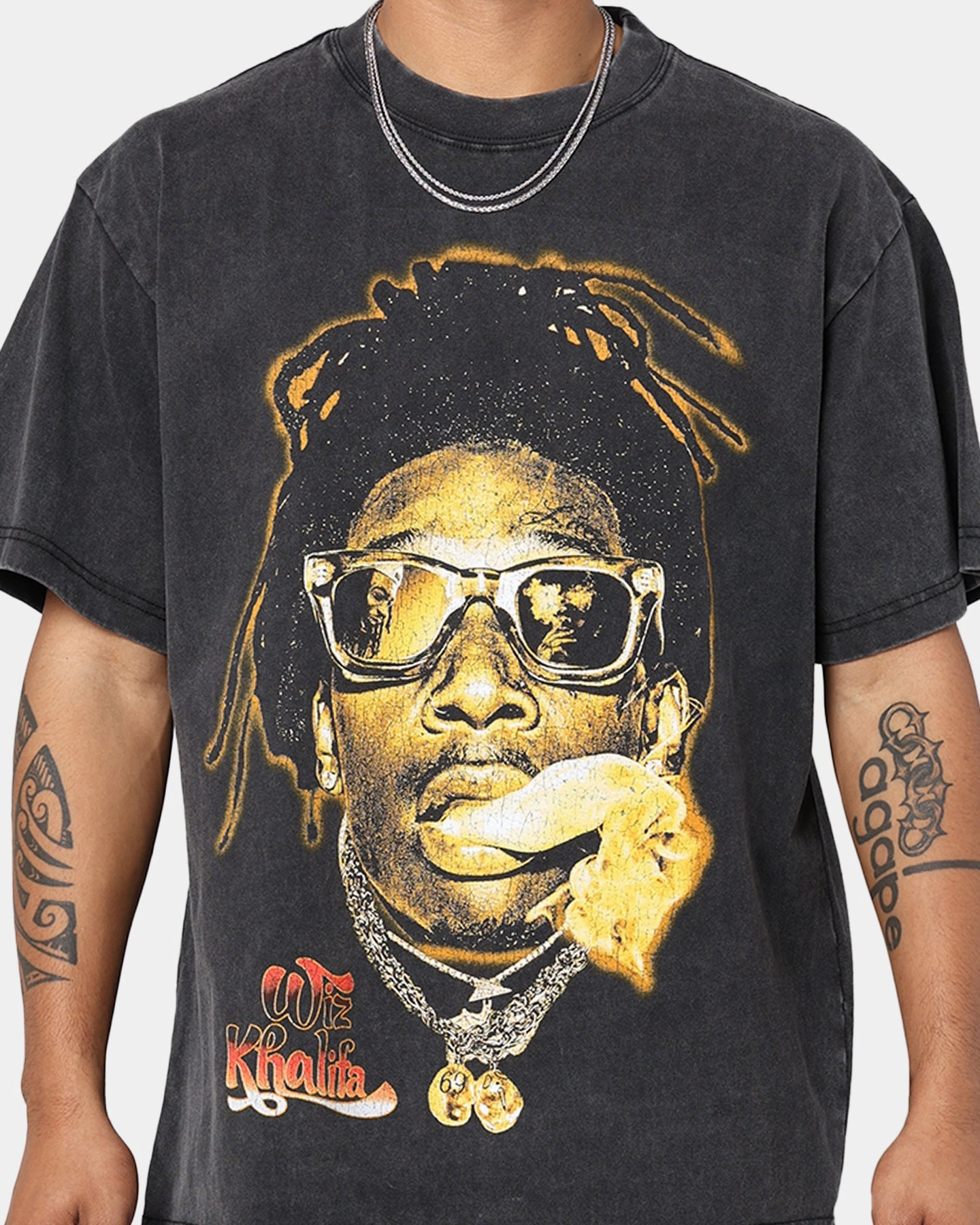 Lightweight Feel Eco Friendly Dyes ID Supply Wiz Khalifa Smoke T-Shirt Washed Black