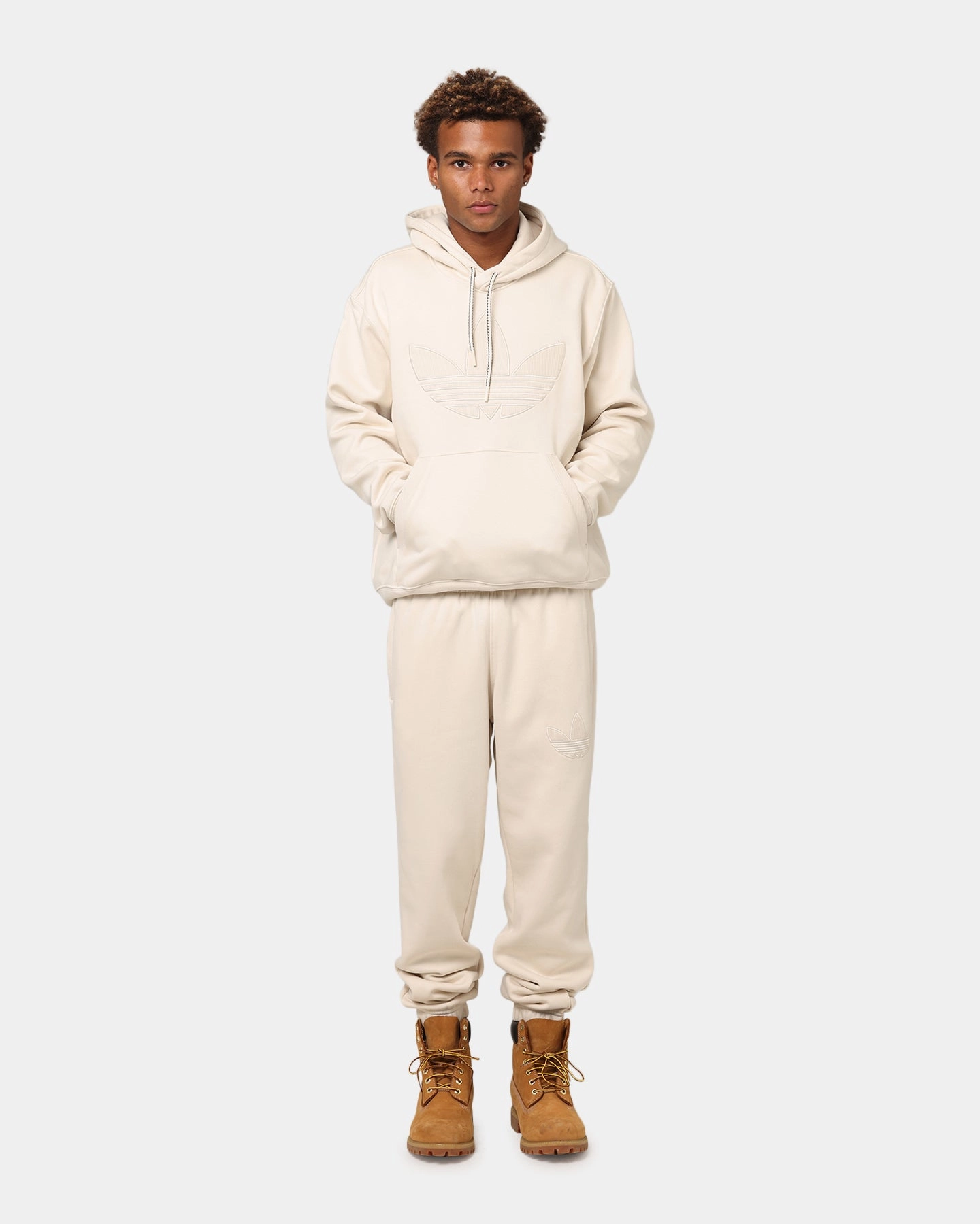 Adidas Originals 70's Fleece Joggers Wonder White Reinforced Stitching