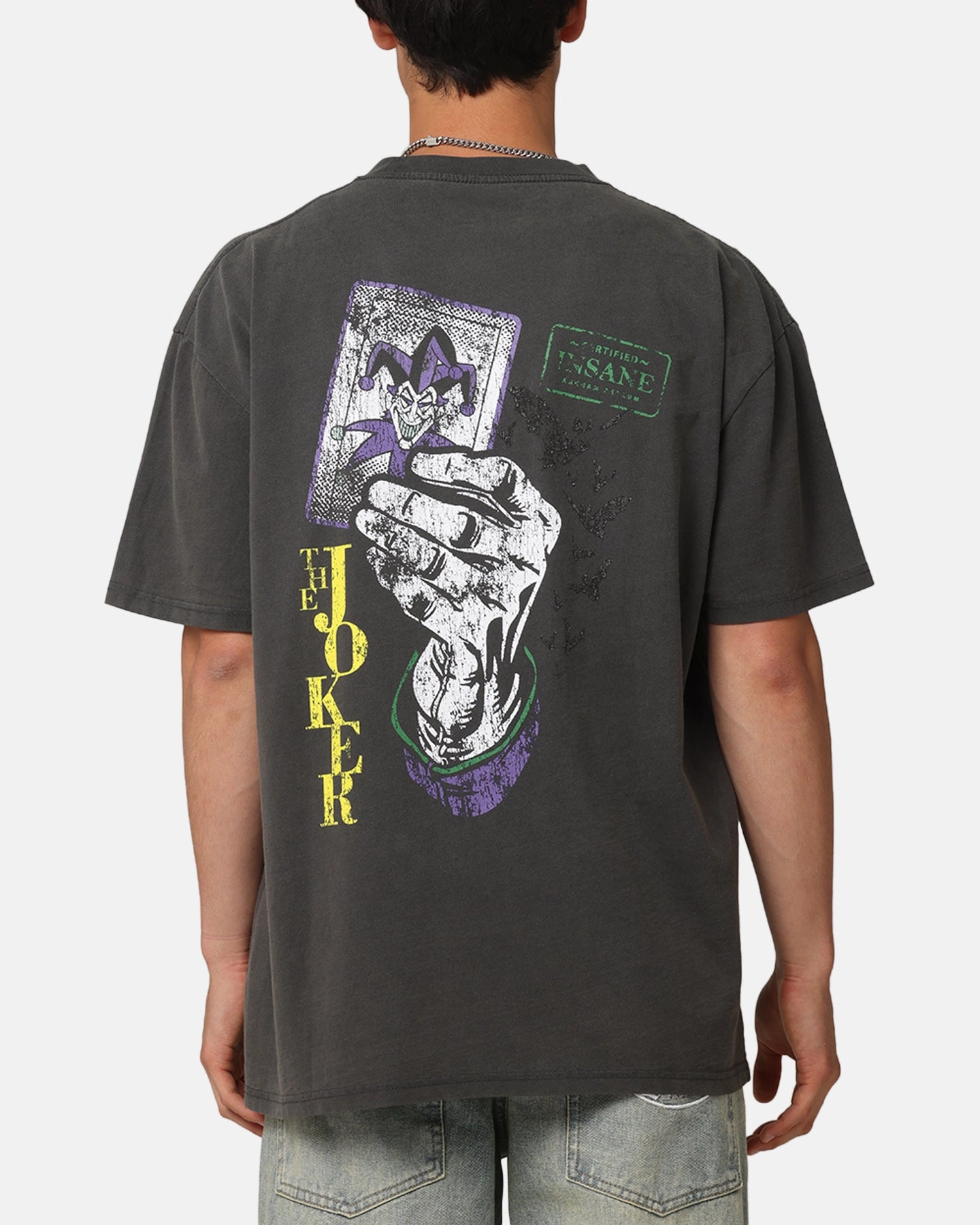 American Thrift X DC Batman The Joker Harley Hoax Heavyweight T-Shirt Black Wash discount offer Comfy Pieces