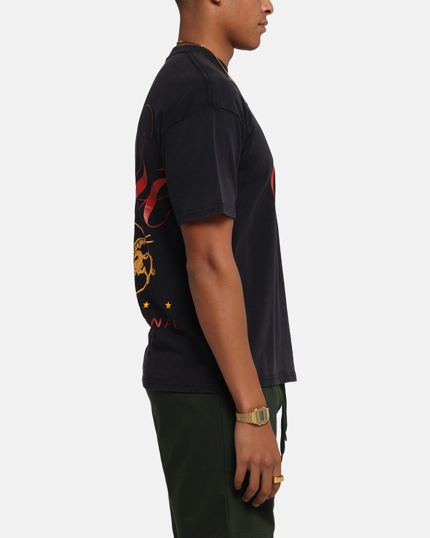 Comfort Apparel RelaxedFit Carre Golden Scale T-Shirt Black Acidwash