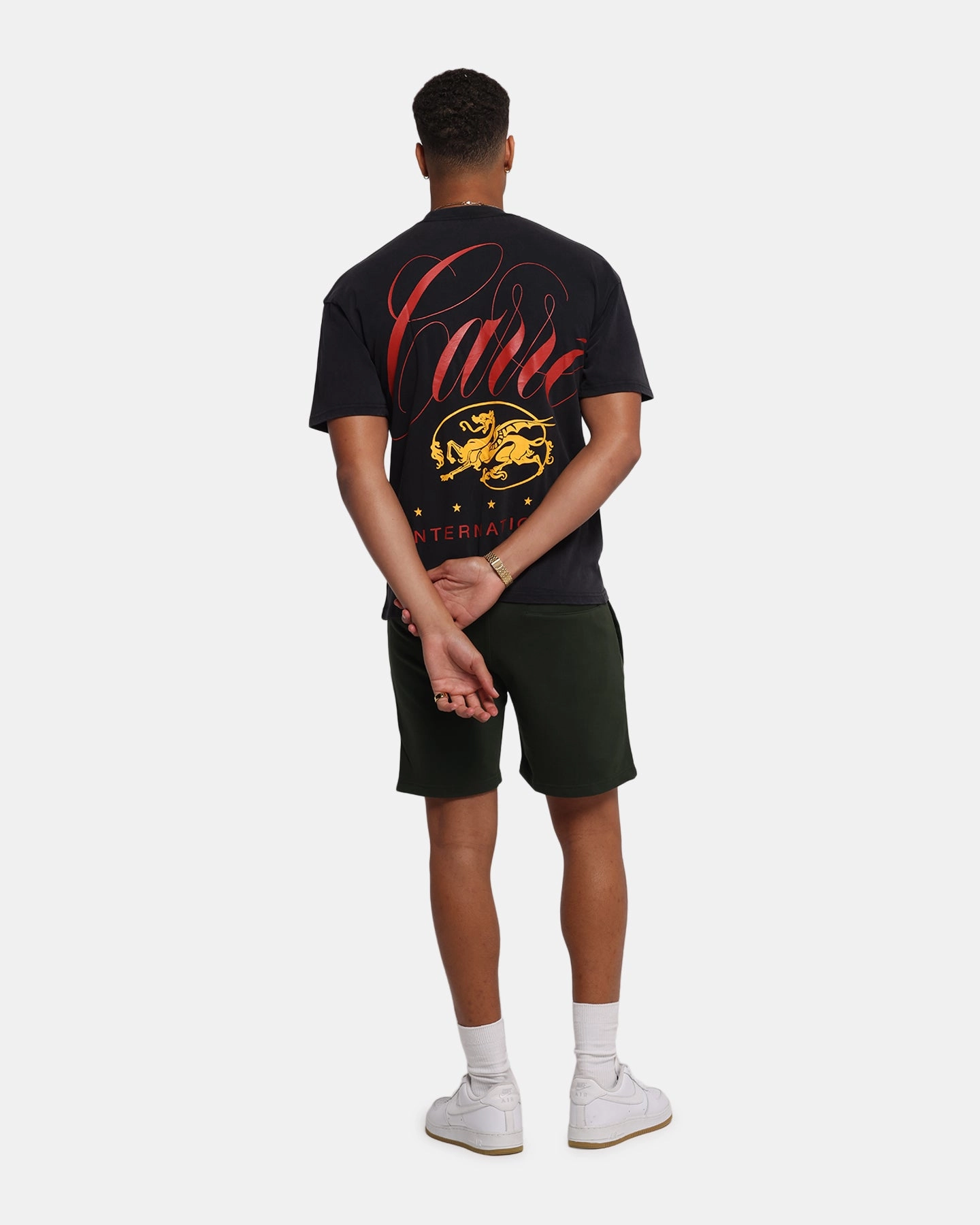 color blocking Carre Golden Scale T-Shirt Black Acidwash