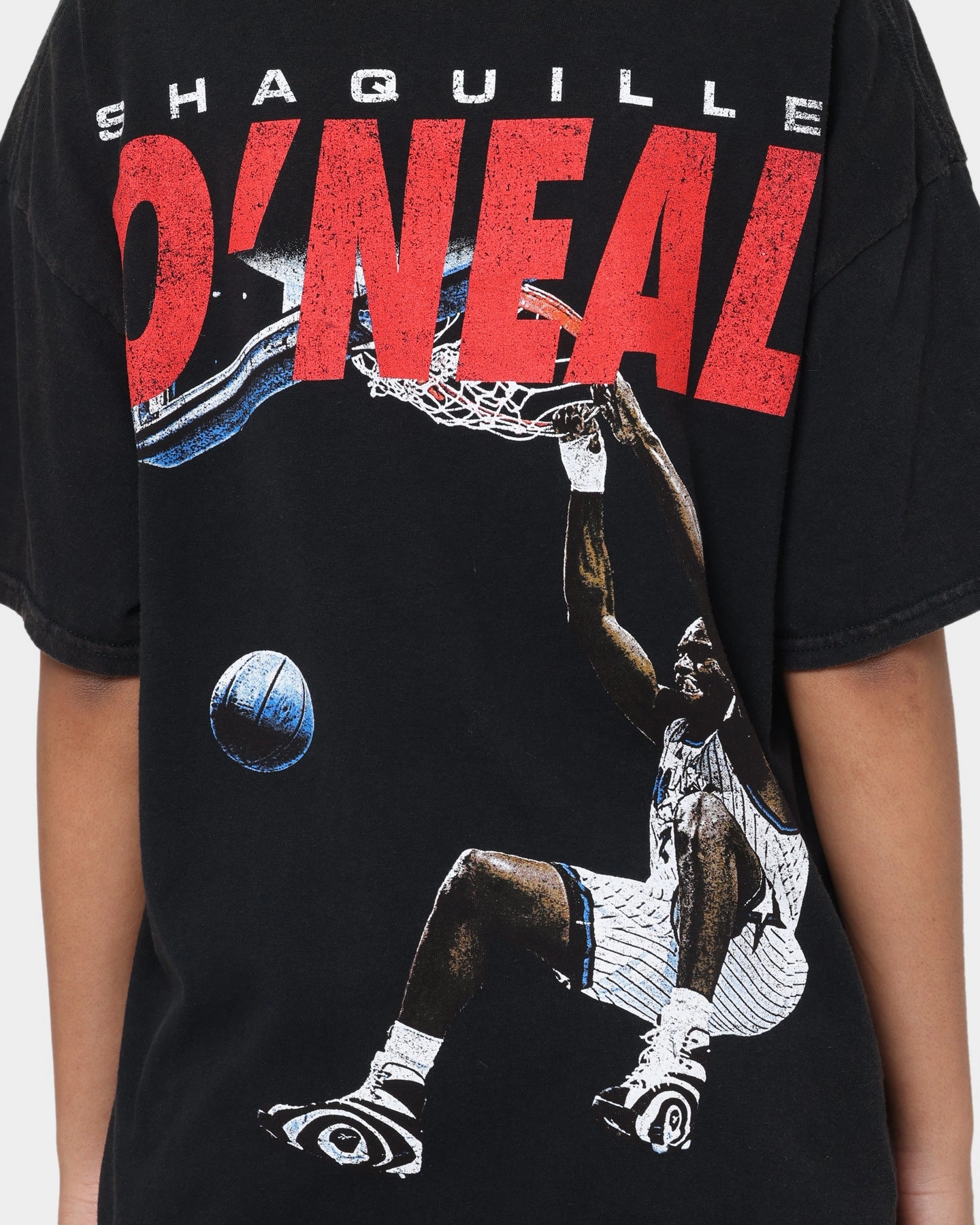 Goat Crew X Shaq Dunk Vintage T-Shirt Washed Black Side Vent Design