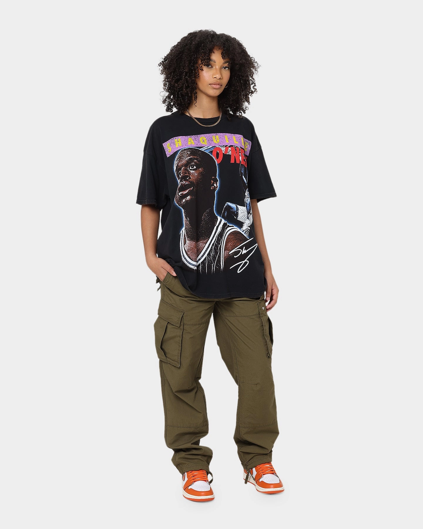 Goat Crew X Shaq Dunk Vintage T-Shirt Washed Black Perfect Comfort Wear