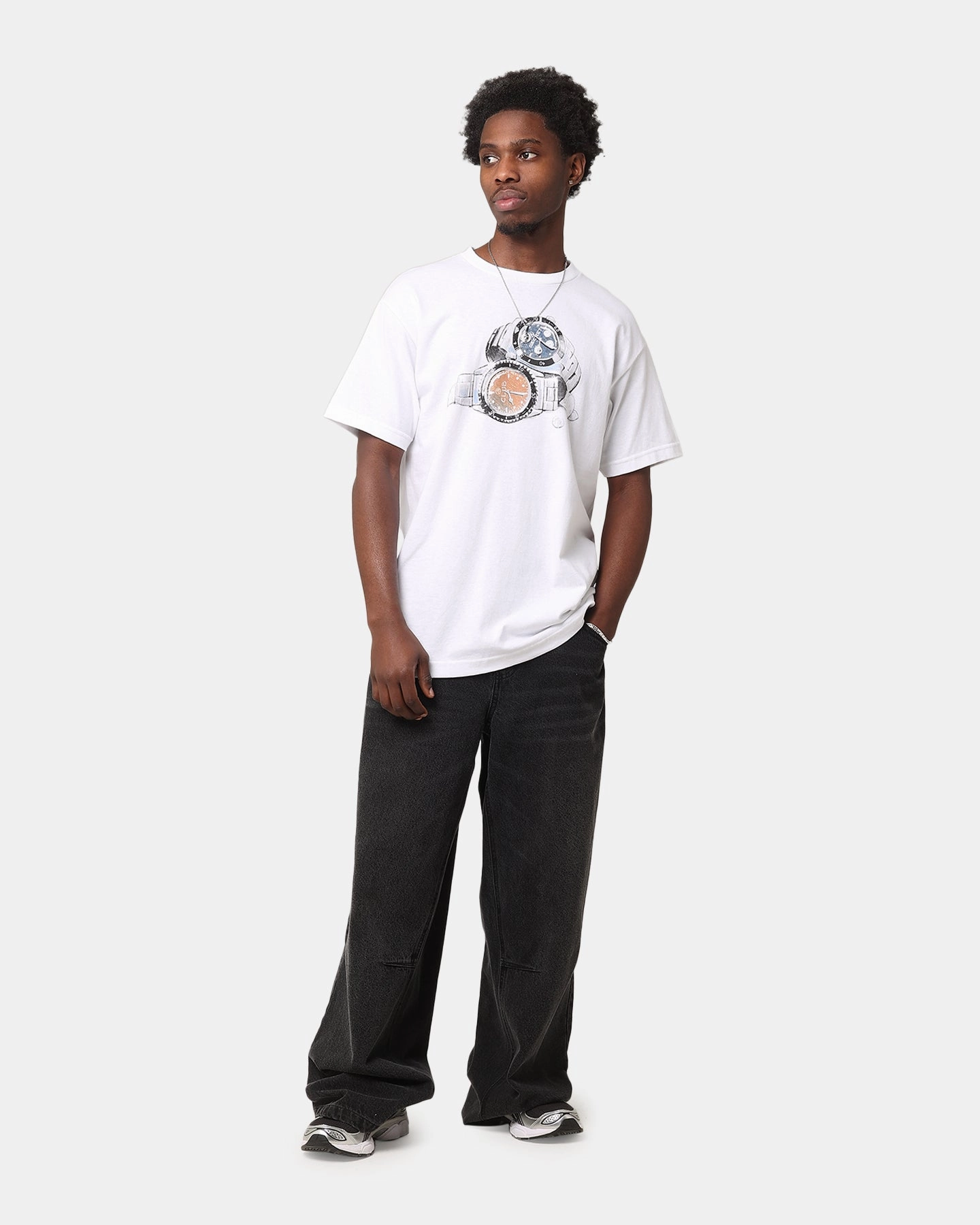Streetwear Versatile Comfort Wear Secret Club Timepiece T-Shirt White