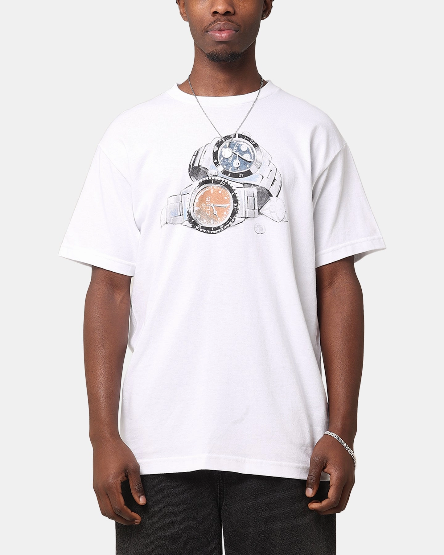Winter Layer Comfy and Soft Secret Club Timepiece T-Shirt White