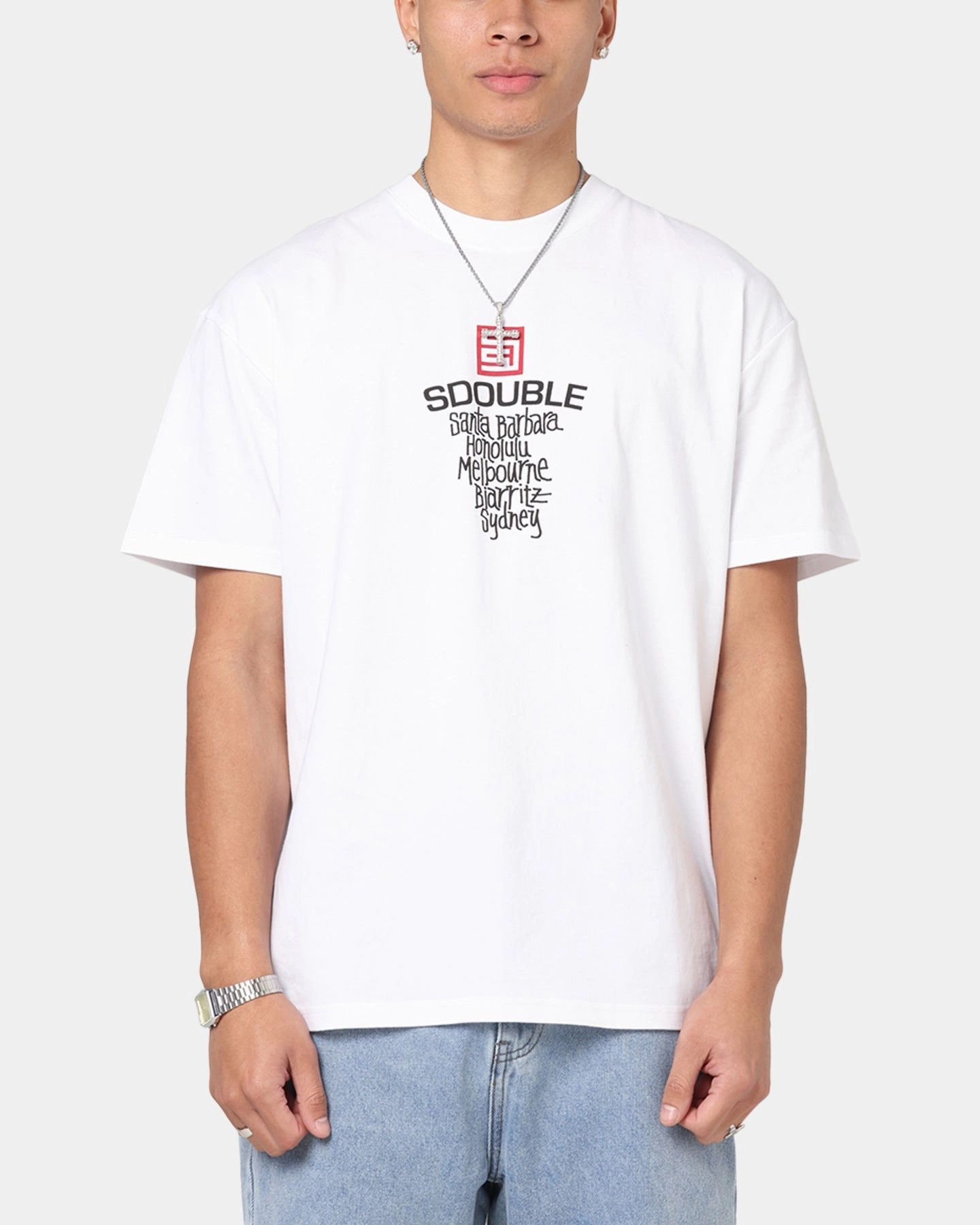 Abstract print S Double Cities T-Shirt White