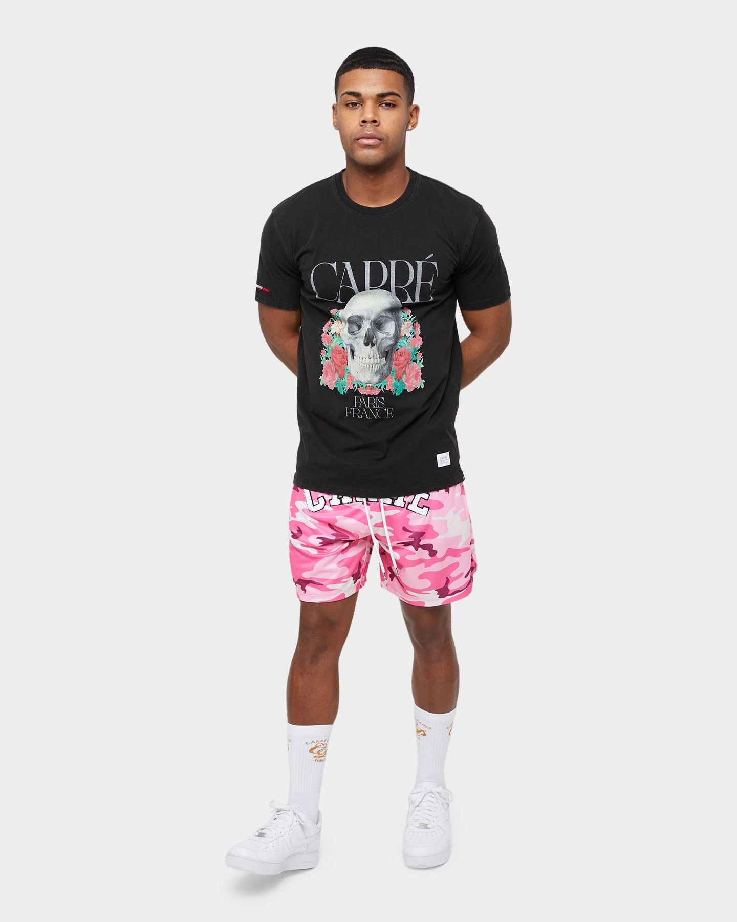 Carre Skull & Rose Vintage T-Shirt Washed Black coordinate with other items Street Style