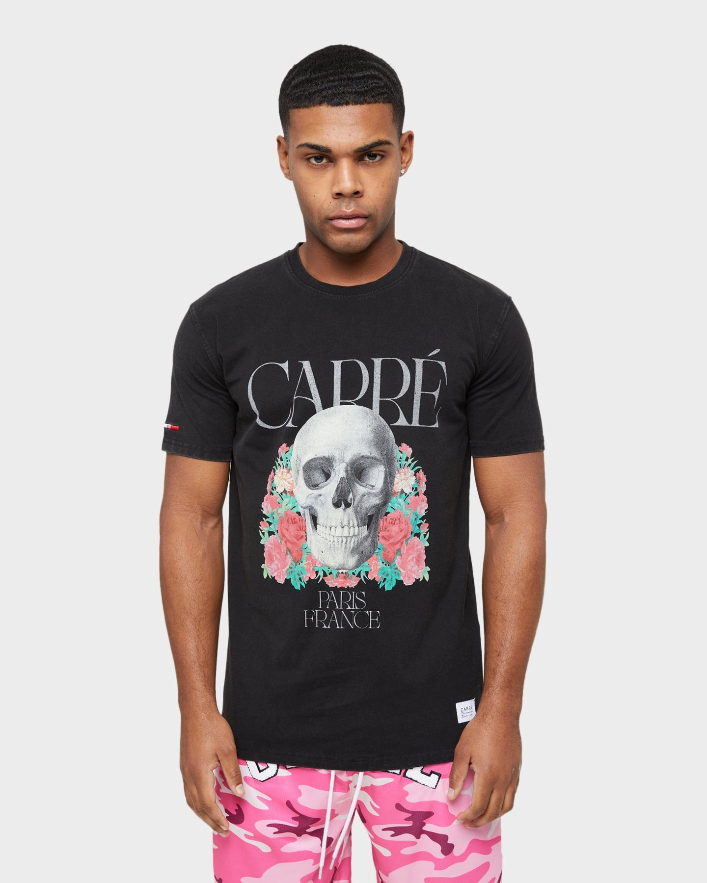 Modern Wear Carre Skull & Rose Vintage T-Shirt Washed Black
