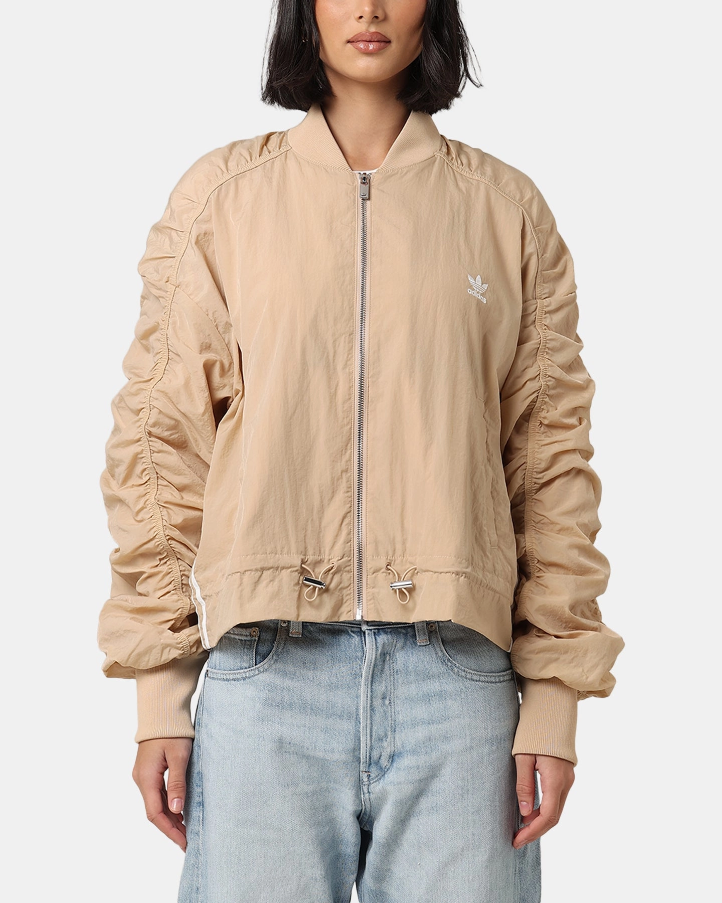Adidas Women's Light Weight Bomber Jacket Magic Beige Multi Pocket