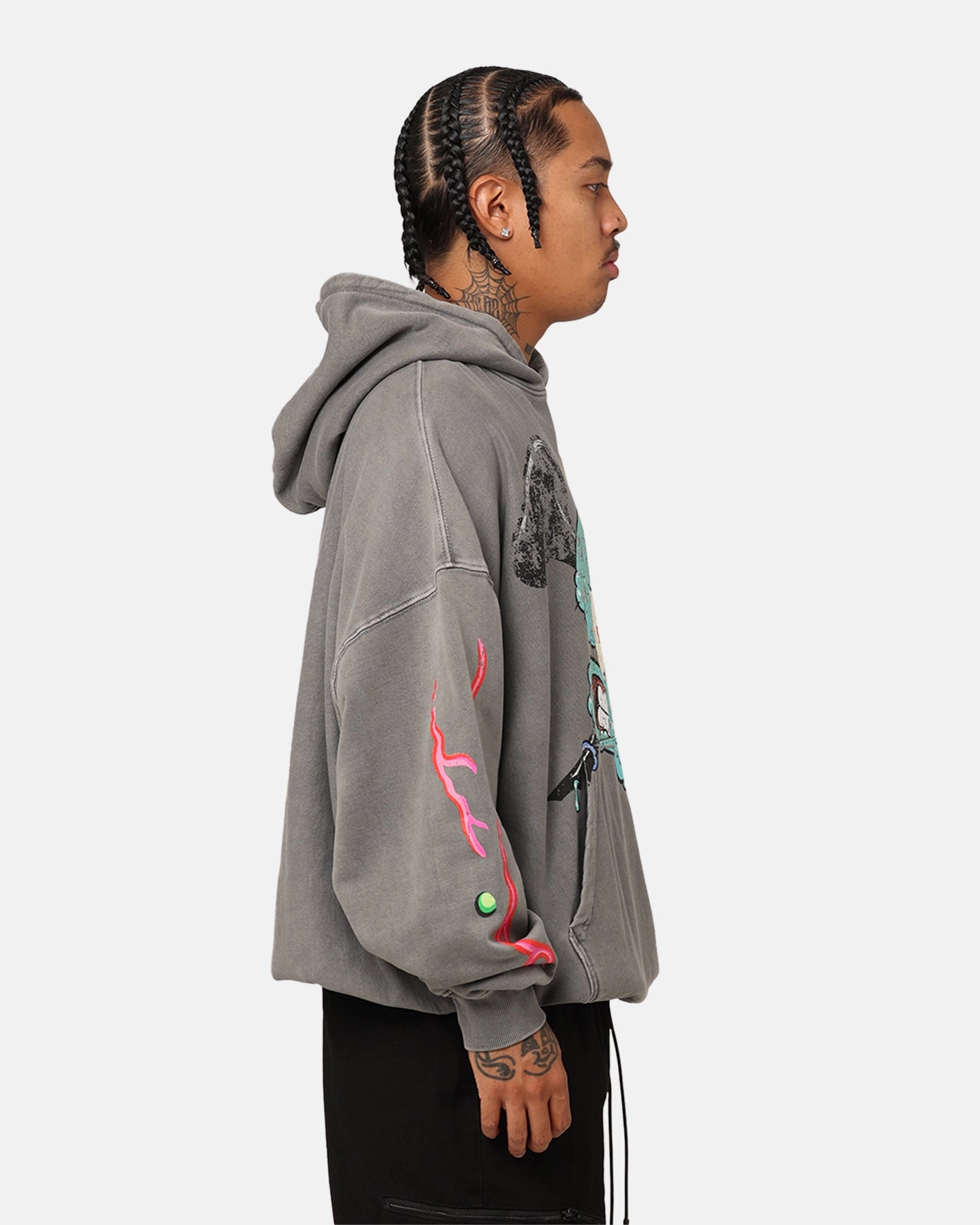 American Thrift X Spongebob Squarepants Squidward Hoodie Washed Charcoal Neutral Comfort