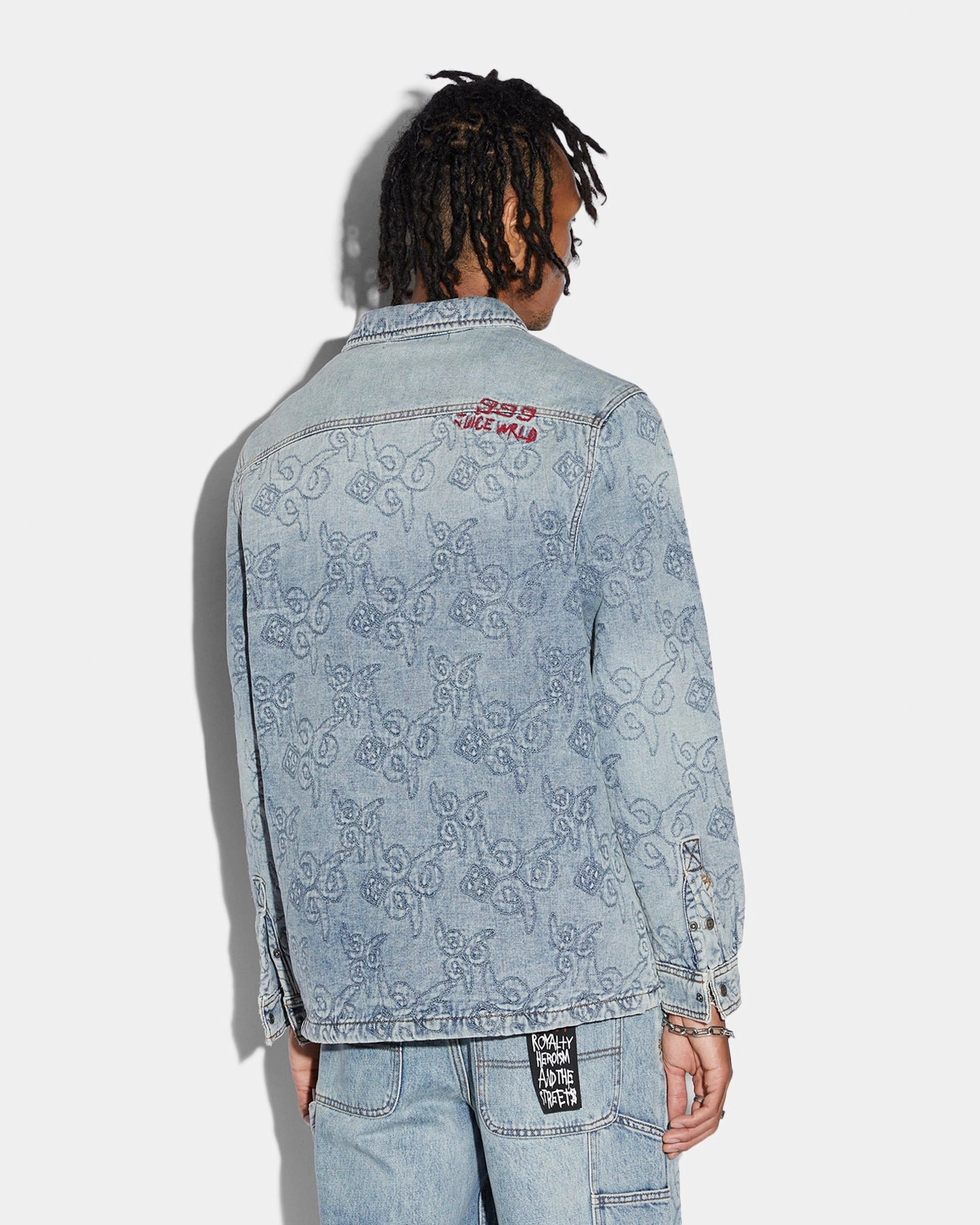 Eco Friendly Certified Ksubi X Juice Wrld K9 Stone Quilted Long Sleeve Shirt Denim