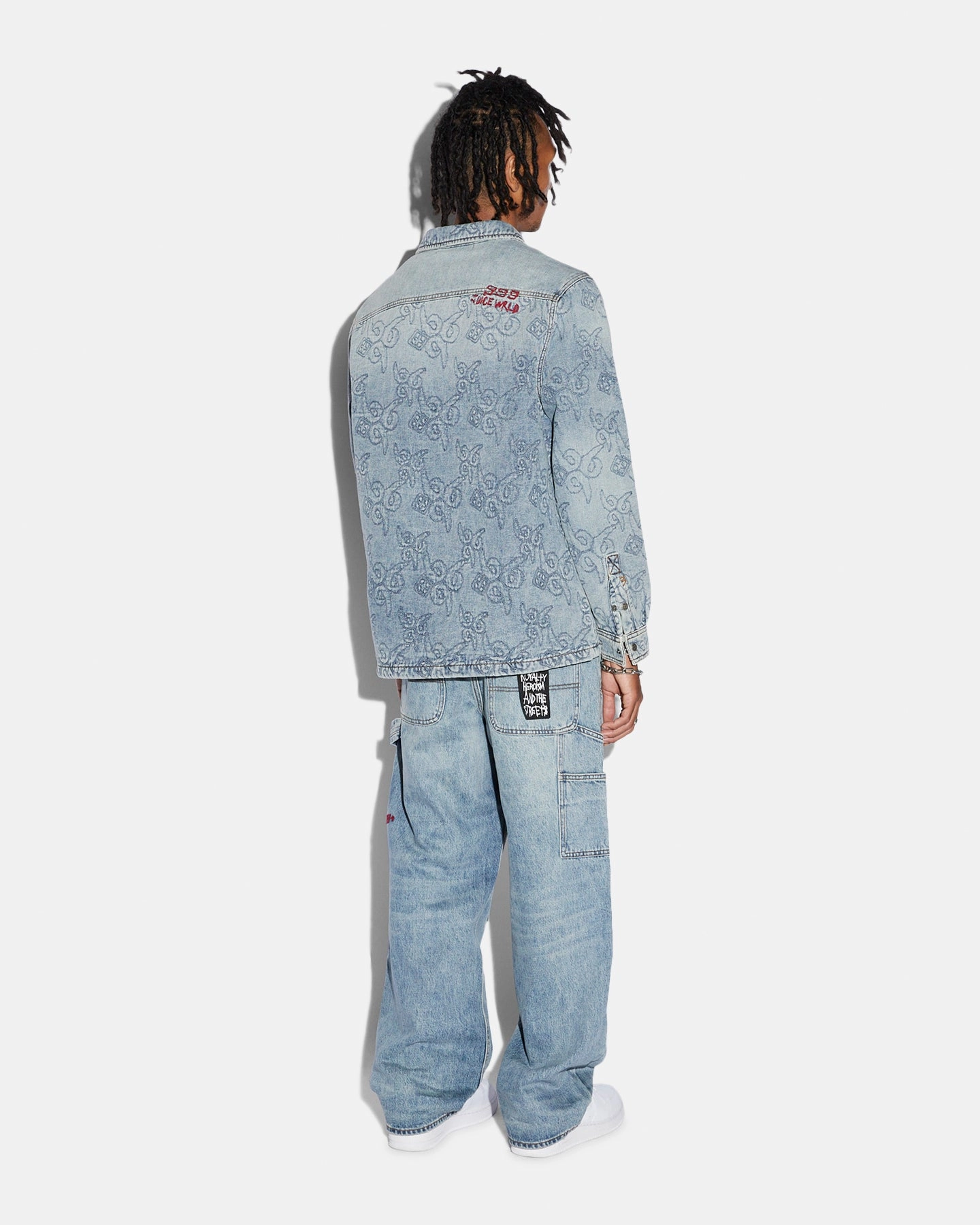 Ksubi X Juice Wrld K9 Stone Quilted Long Sleeve Shirt Denim Performance Optimized Fit teens'