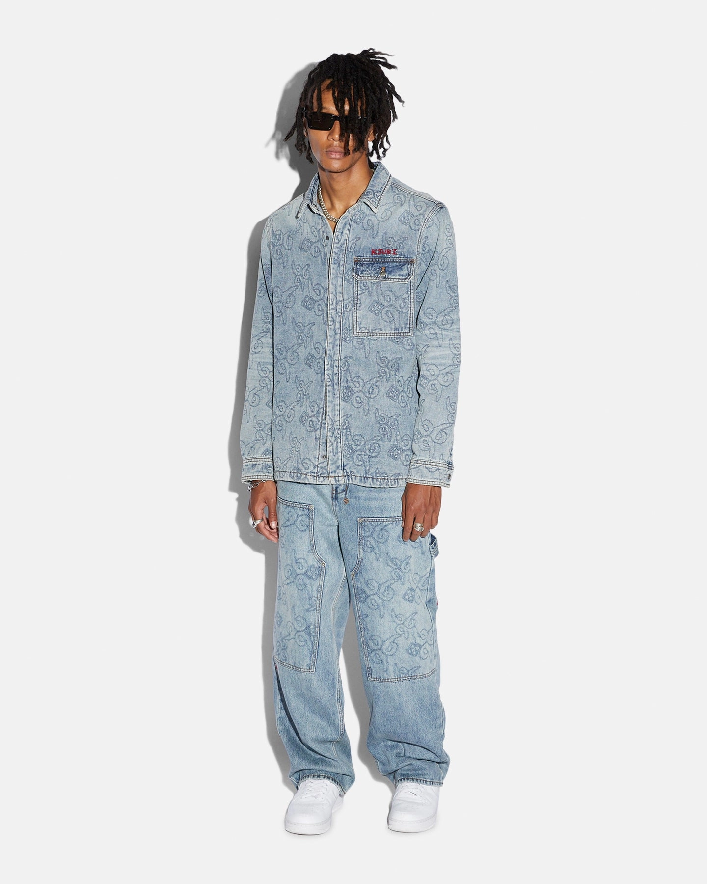 city lights Ksubi X Juice Wrld K9 Stone Quilted Long Sleeve Shirt Denim