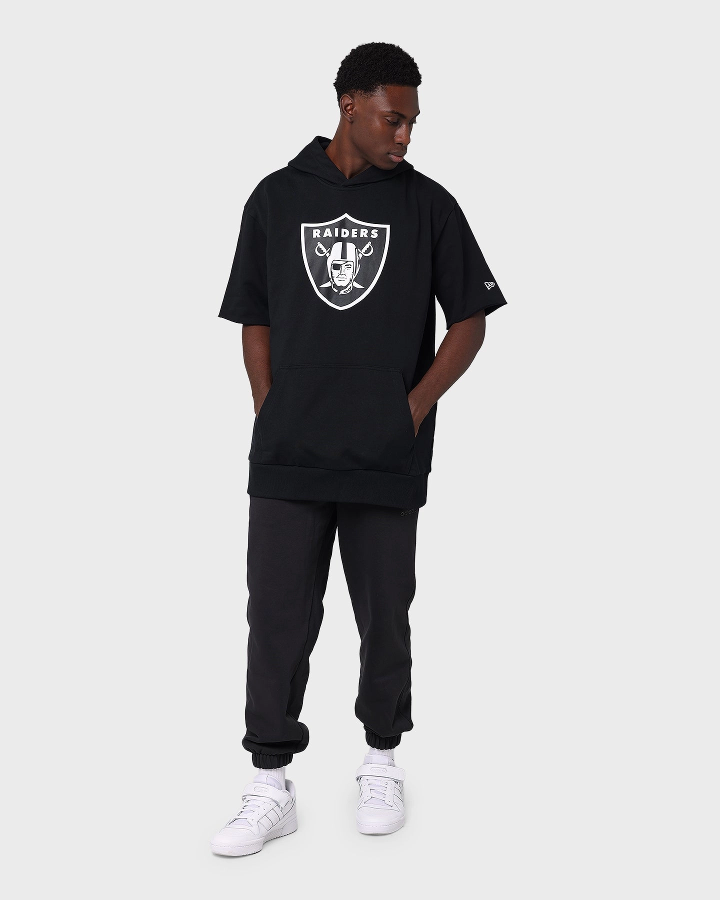 New Era Las Vegas Raiders Oversized Short Sleeve Hoodie Black Internal Security Pocket Empower