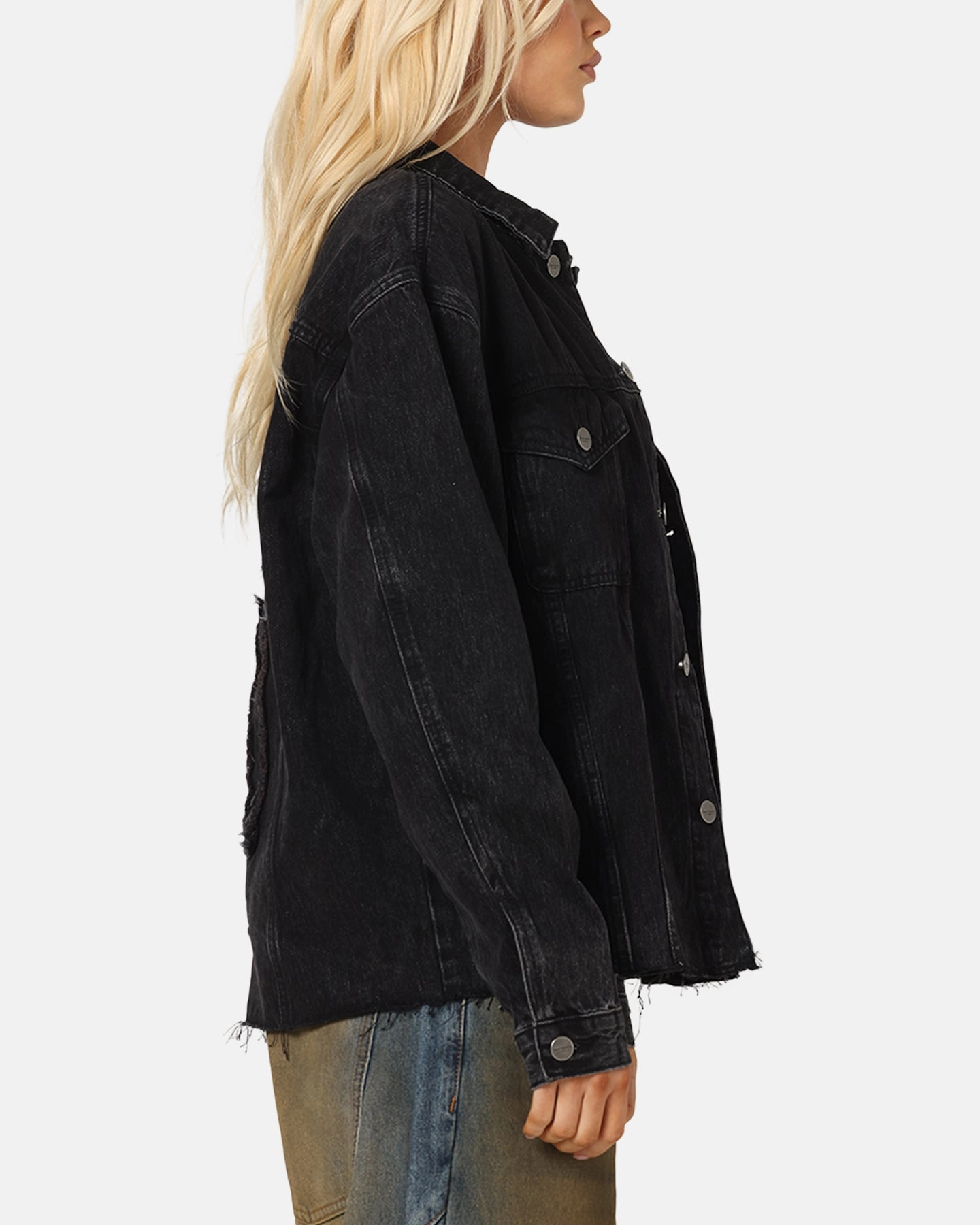 suitable for individual sports Saint Morta Daggers Cutoff Denim Jacket Vintage Black