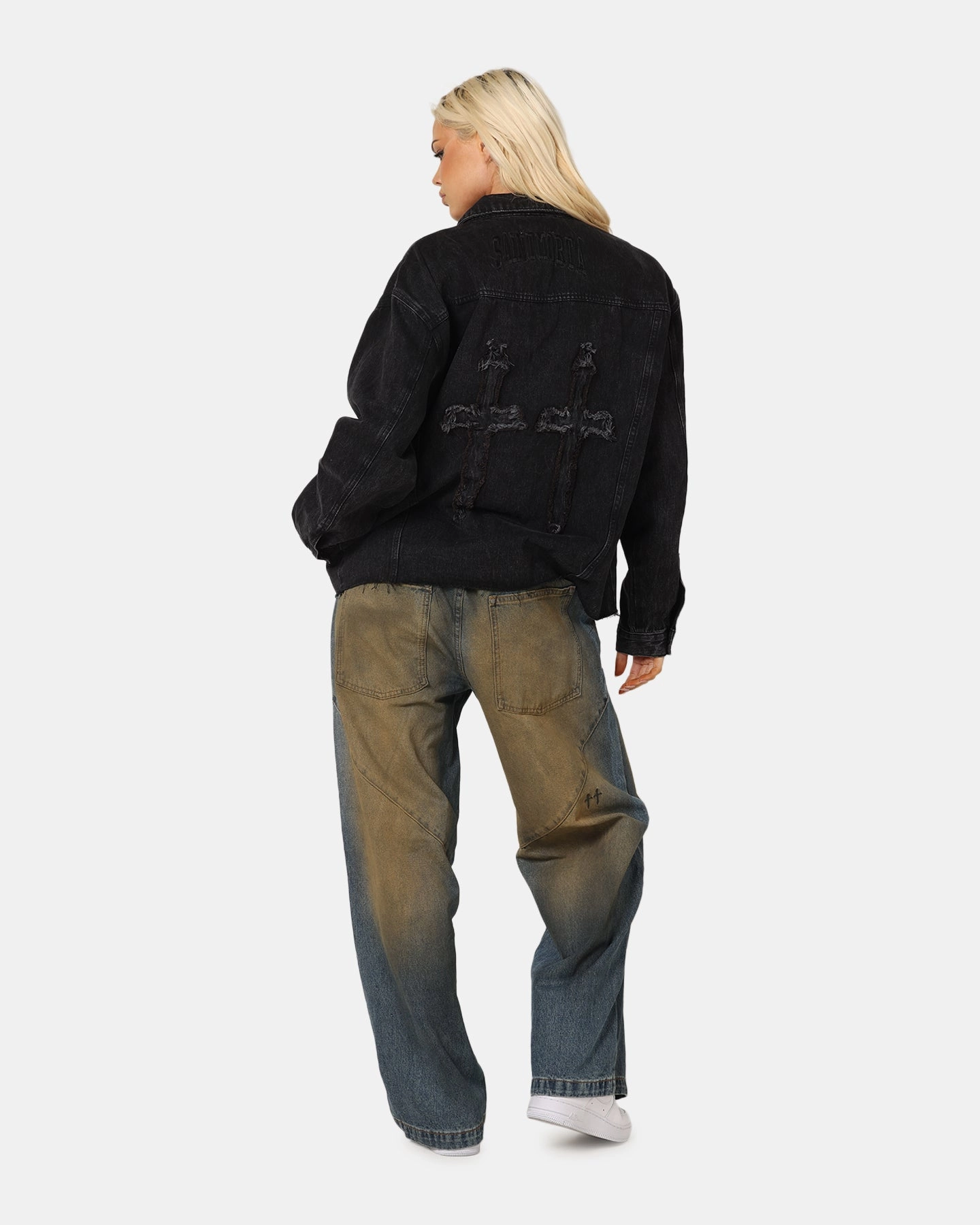 Saint Morta Daggers Cutoff Denim Jacket Vintage Black Propagate