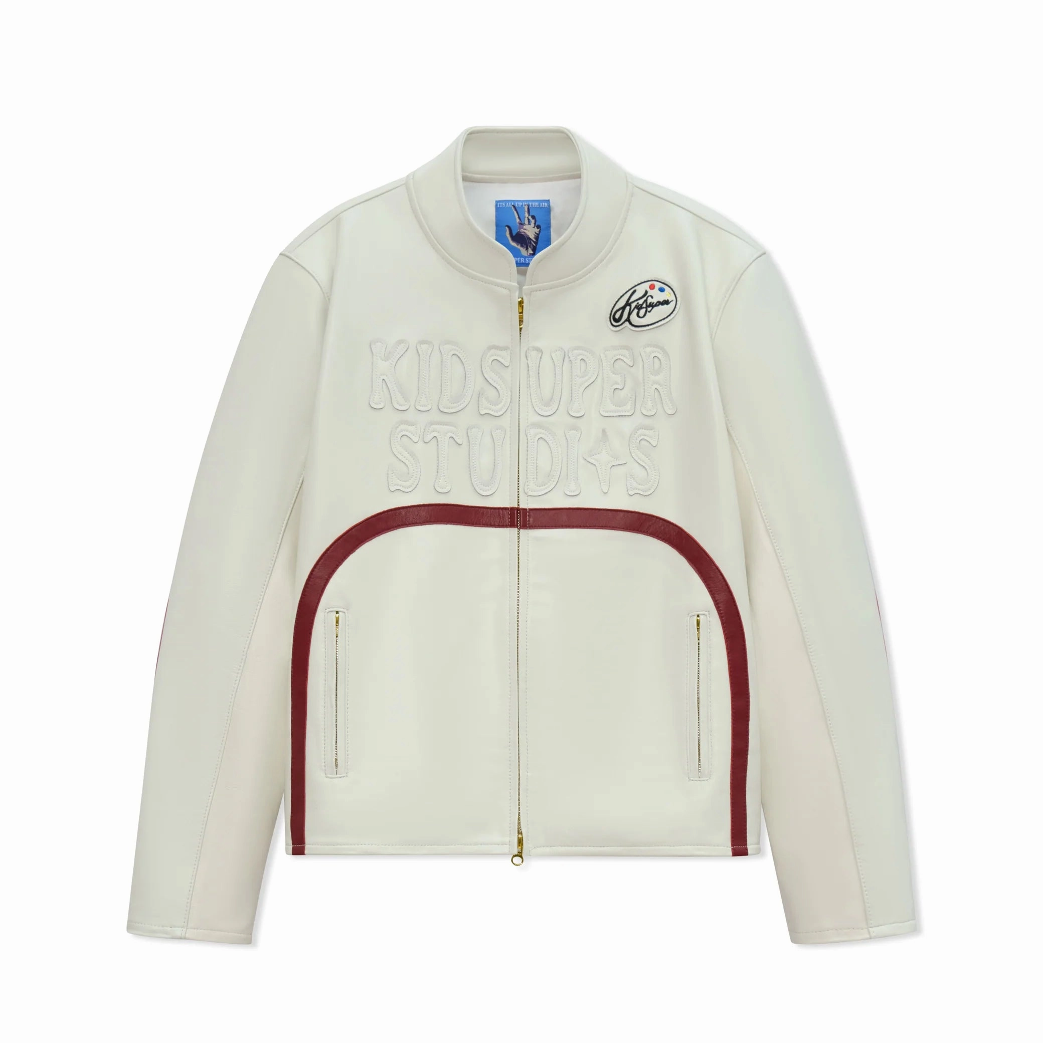 Kidsuper Paint Palette Moto Jacket 'White' Weather Smart Look