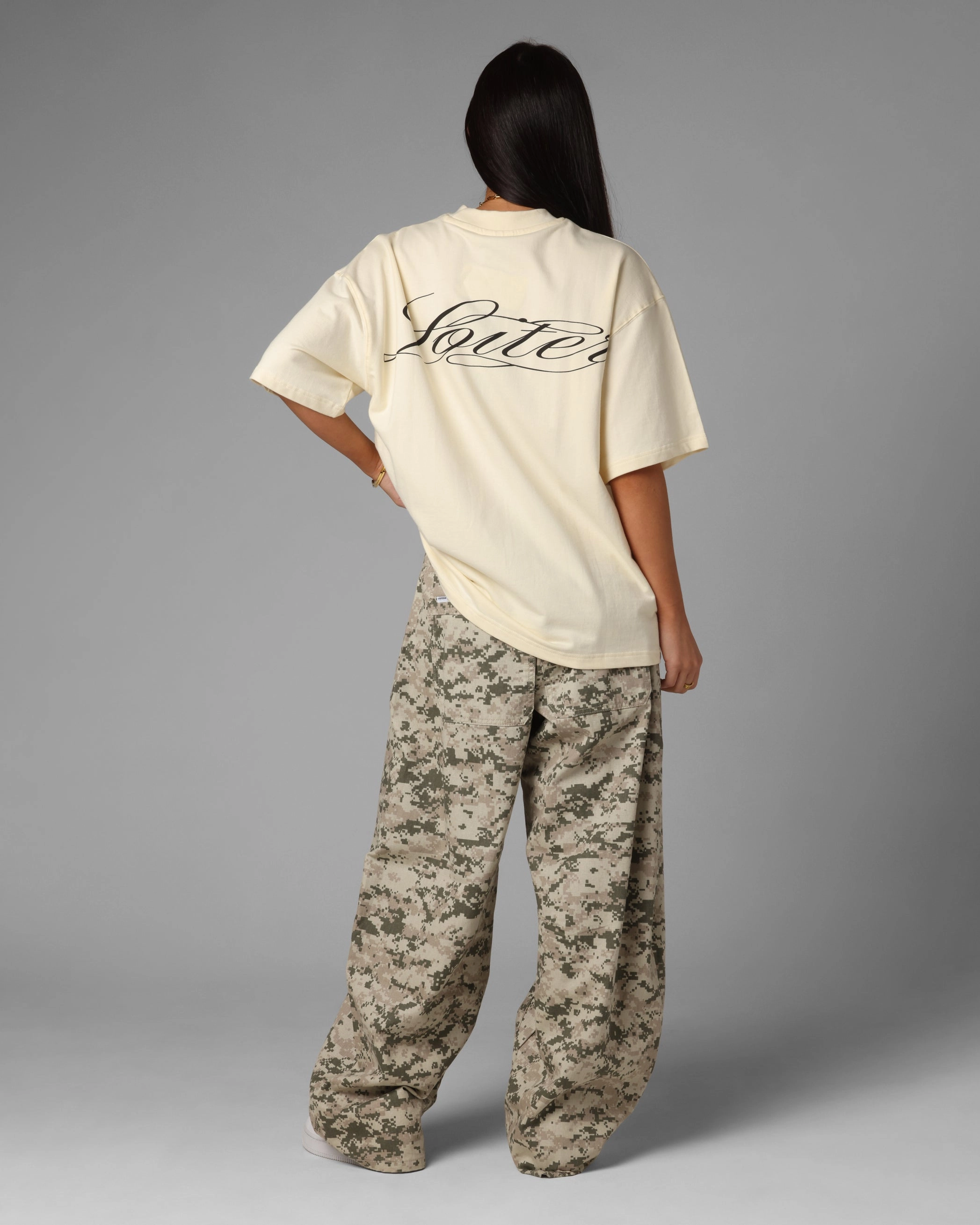 warm weather Luxury clothing Loiter Script Boxy T-Shirt Off White