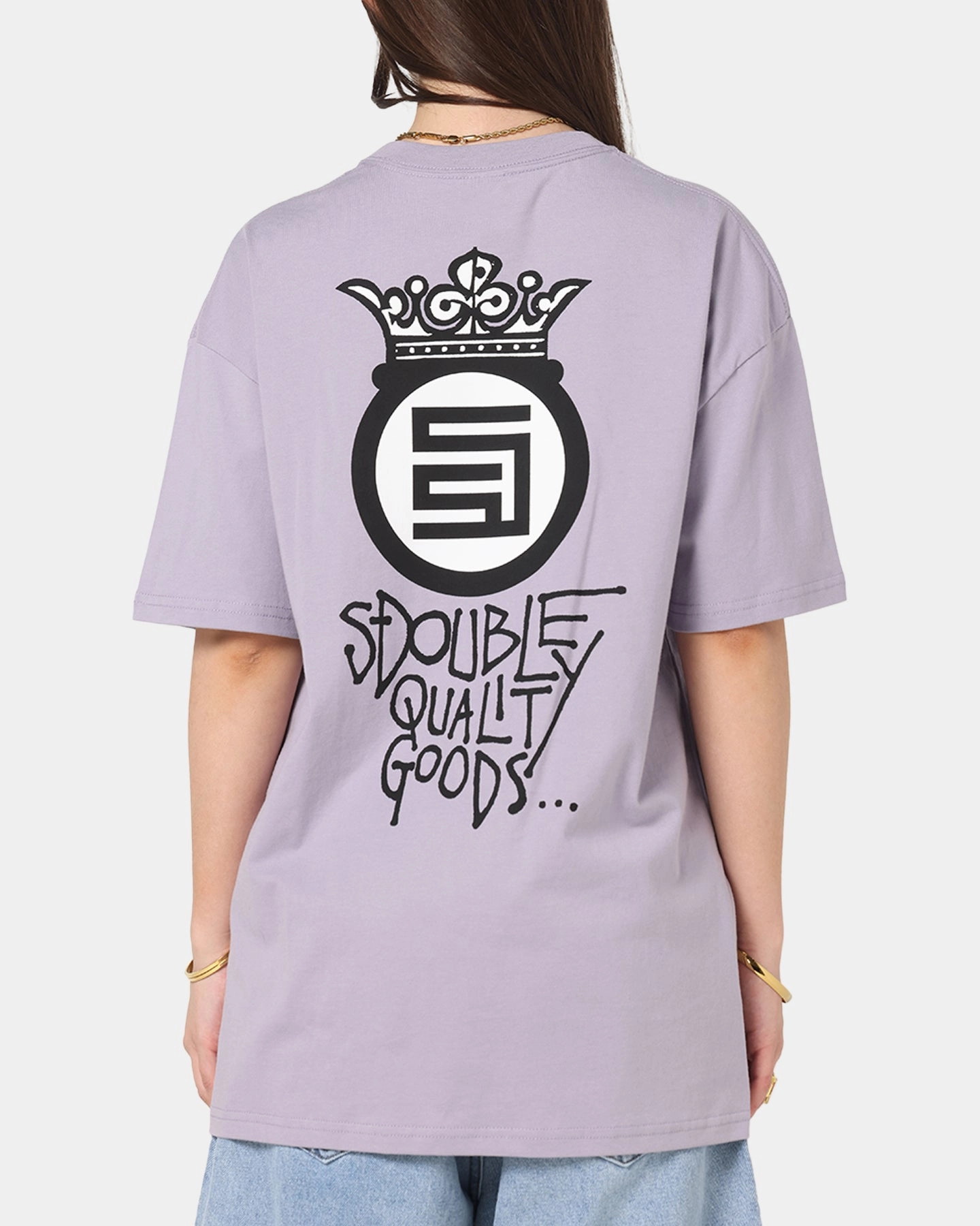 S Double Crown Dot T-Shirt Dusty Purple Loose Fit Classic Wearable
