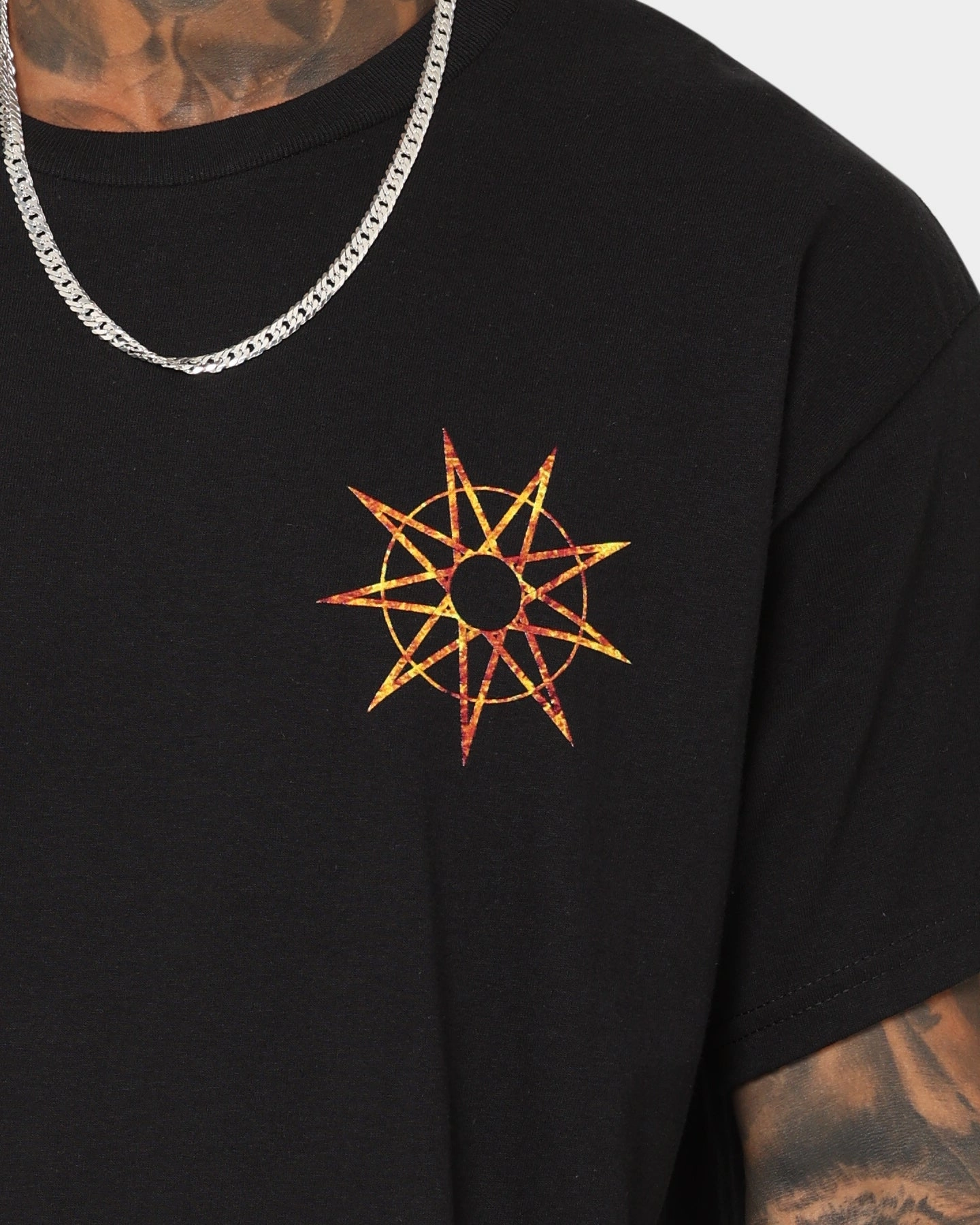 Soft and Cozy Slipknot Band Photo Flame Logo T-Shirt Black