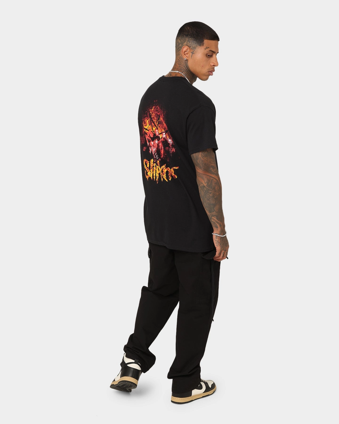 Slipknot Band Photo Flame Logo T-Shirt Black Breezy Comfort Travel Comfort Style
