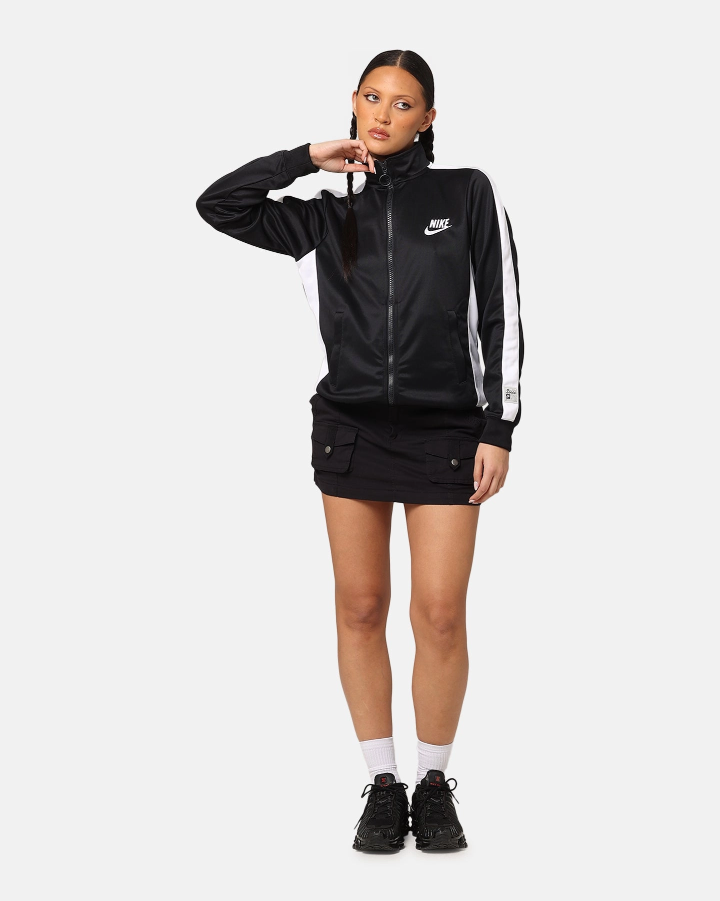 Smooth Zipper Action ConvertibleCollar Nike Women's Sportswear Jacket Black/White/White