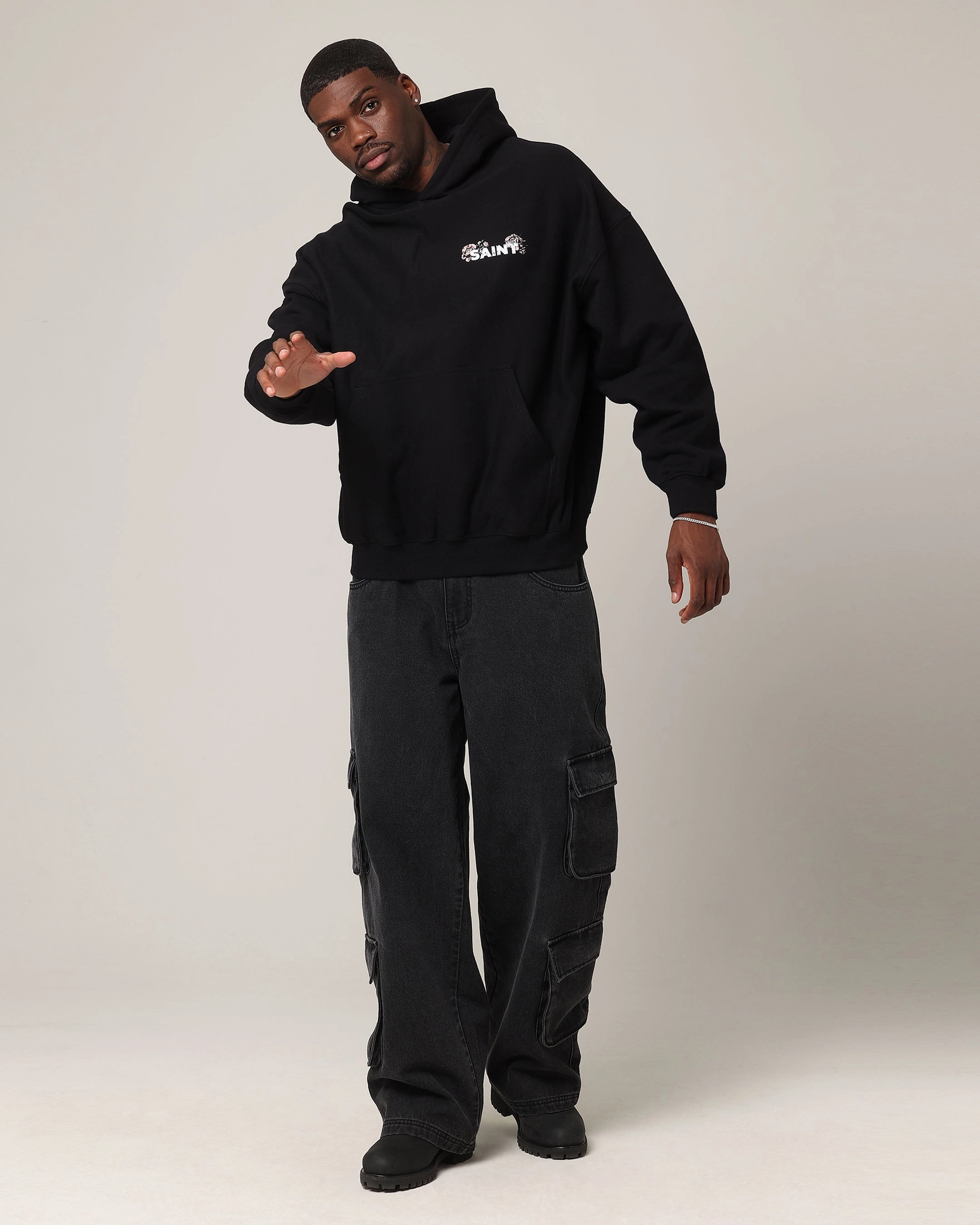 Graphic Saint Morta Wildflower Hoodie Black