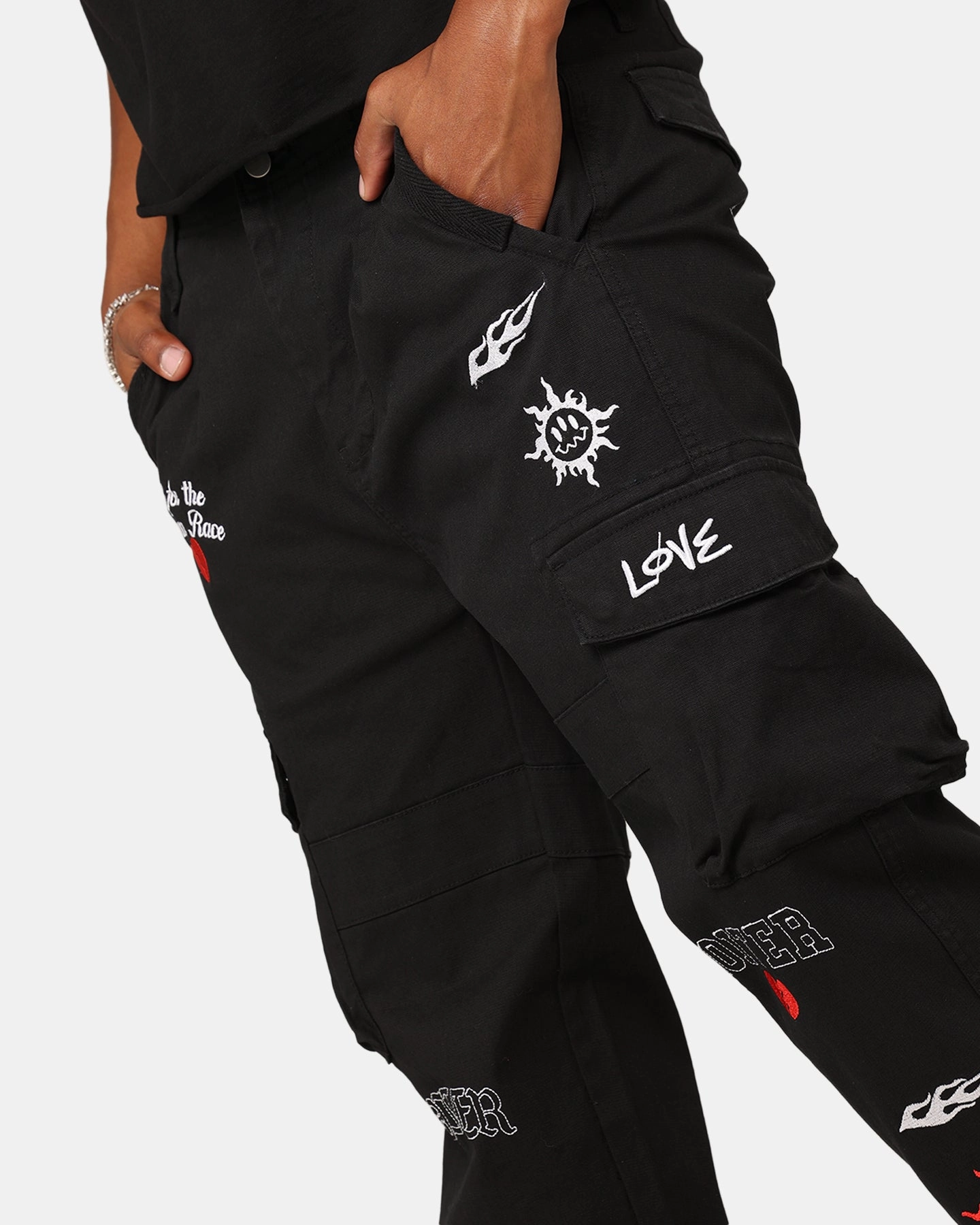 Loiter Sketch Cargo Pants Black BreathableMeshLining