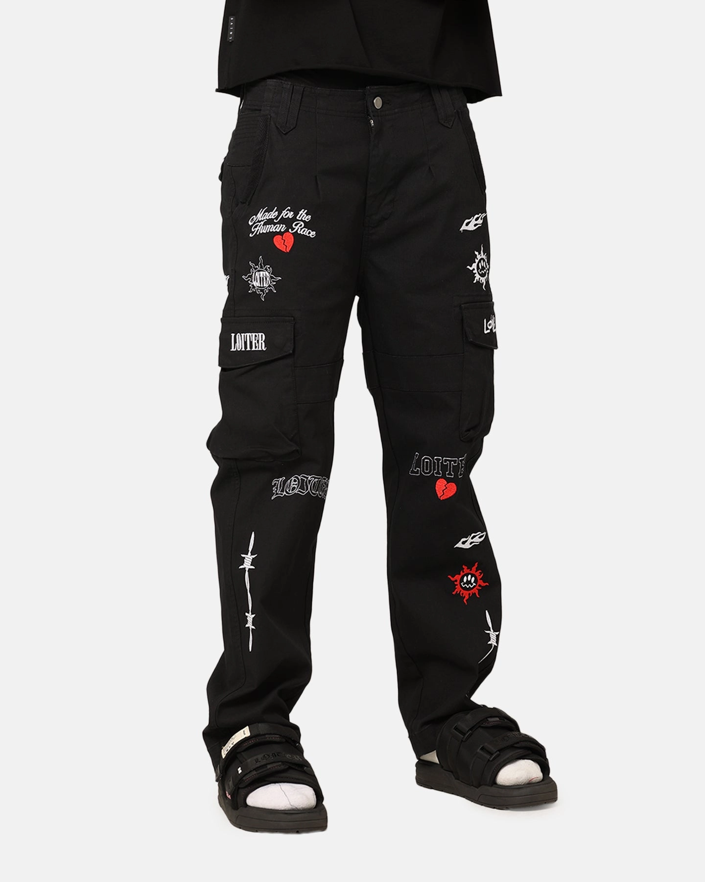 Loiter Sketch Cargo Pants Black Soft Brushed Lining