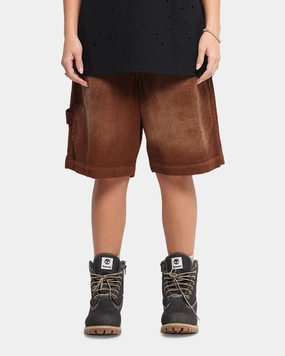 XXIII Corduroy Wash Jorts Brown Layered Hem Detail