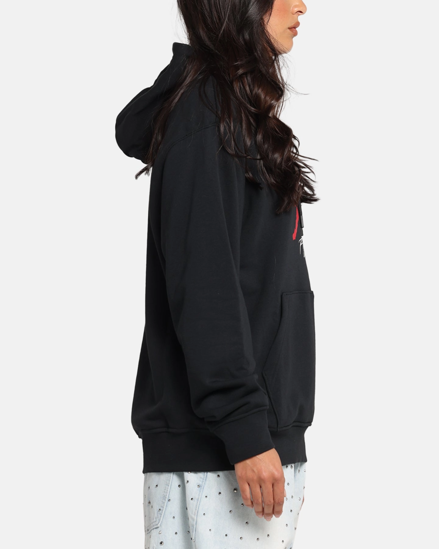 Jordan Essentials Loopback Fleece Pullover Hoodie Black/Red kids'