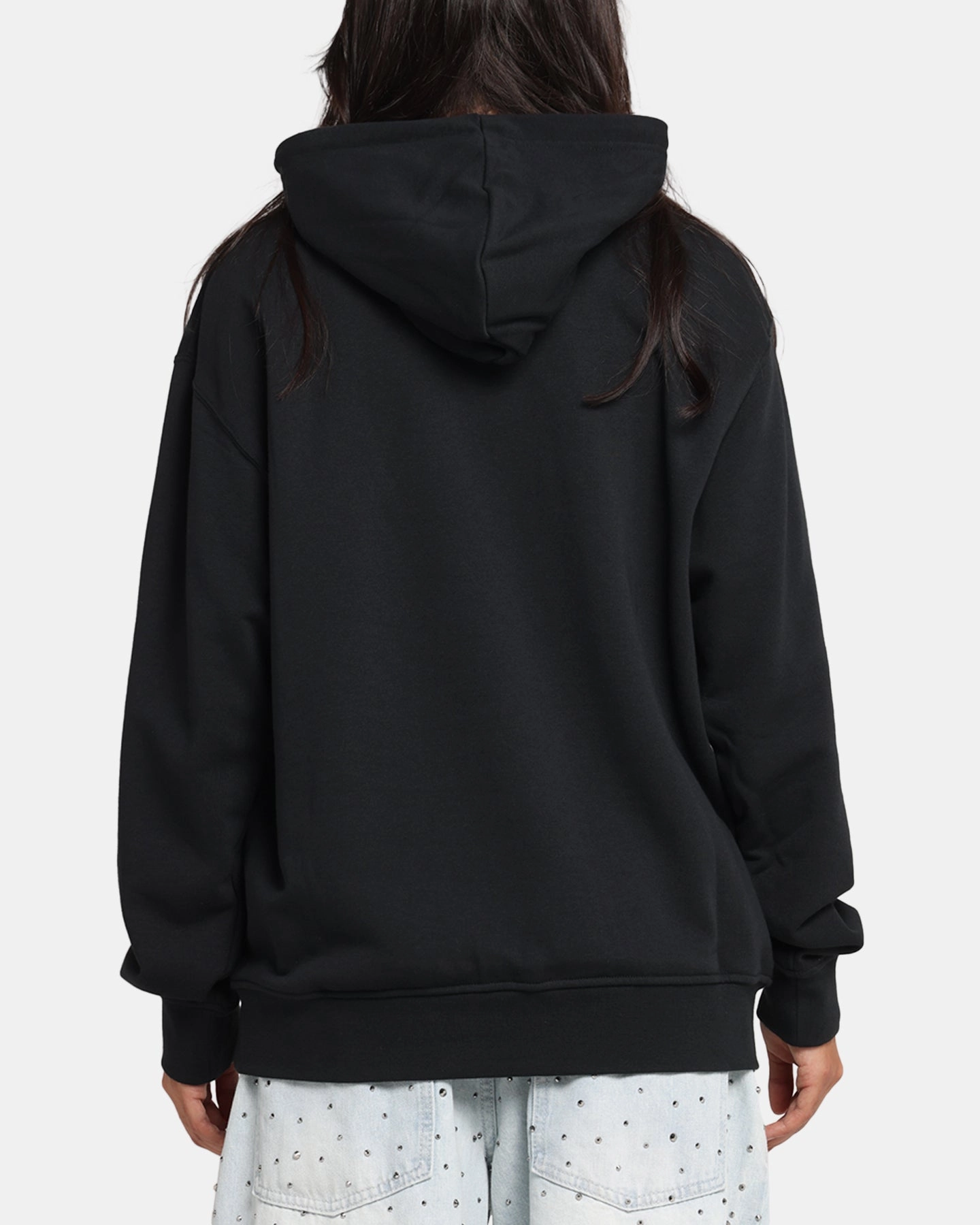 Jordan Essentials Loopback Fleece Pullover Hoodie Black/Red Non Bulky Design Hidden Compartments