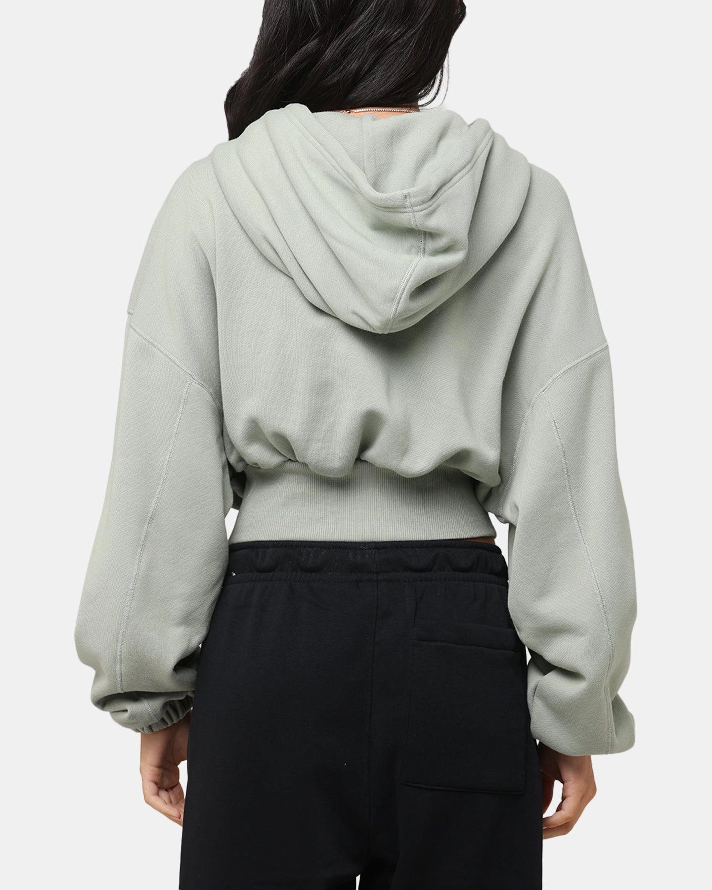 Nike Women's Sportswear Oversized Cropped Fleece Pullover Hoodie Jade Horizon fireplace Compact Packability