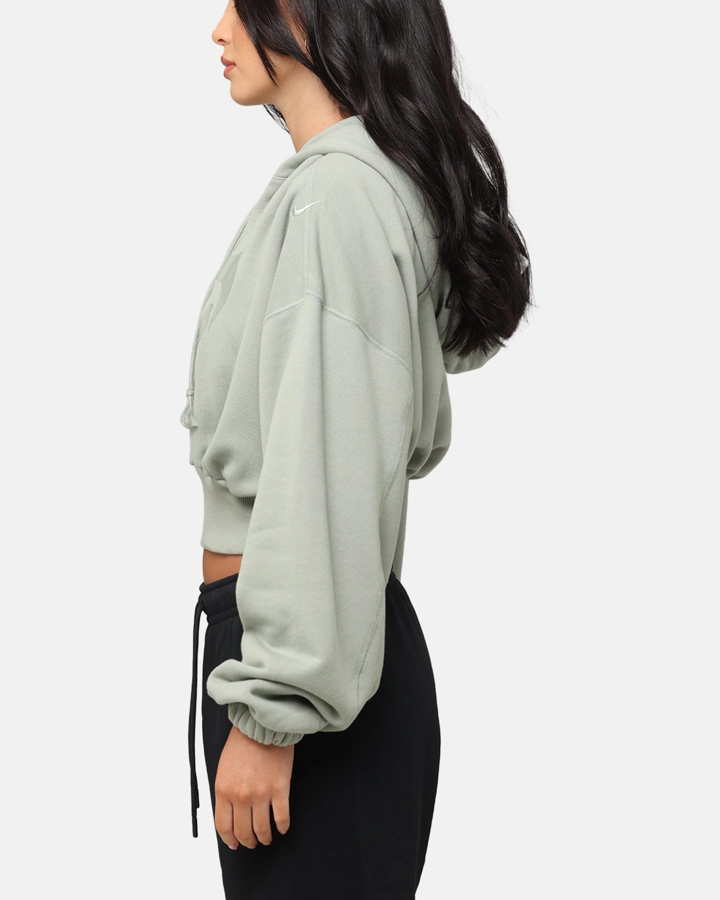Nike Women's Sportswear Oversized Cropped Fleece Pullover Hoodie Jade Horizon Fearlessness
