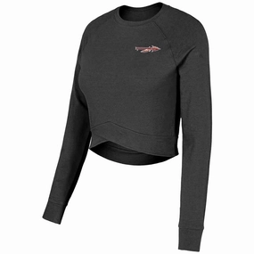 Holiday Outfit Style Running Gear Concept Sports Women's Spear Logo Long Sleeve Crop Crew - Heather Charcoal