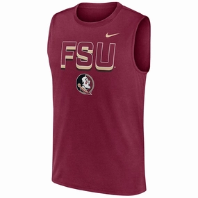 Tagless Neckline Non Irritating Seams Nike Men's FSU Seminole Logo Legend Tricode Tank - Garnet