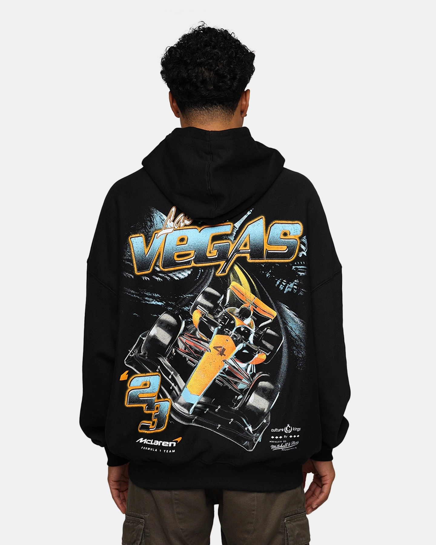 coordinating piece suitable for stage shows Mitchell & Ness X McLaren X Culture Kings Las Vegas Collection Lando Norris Vintage Hoodie Black
