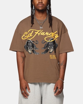 Cozy Fit Ed Hardy Pypu Panther T-Shirt Brown