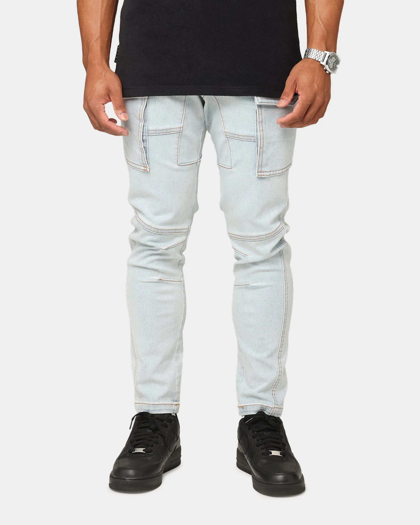 Saint Morta Skinny Cargo Jeans Vintage Blue Party Look Couple Look Earthy