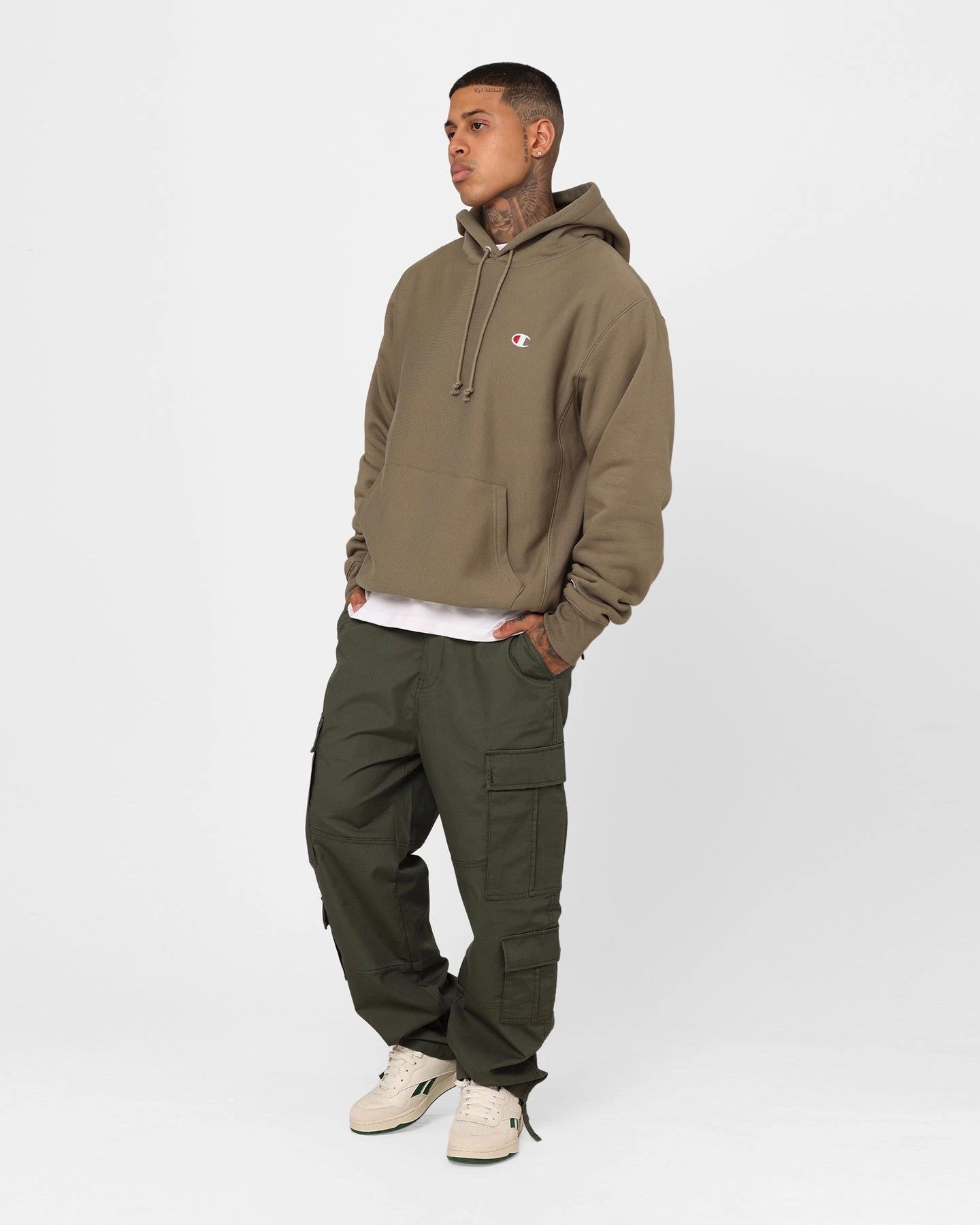 Champion Reverse Weave Small C Hoodie Lady Fern Stylish Warmth Reinforced Hem