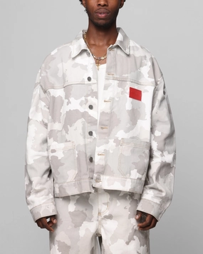 Loiter Prestige Denim Jacket Snow Camo Adventure-Ready Wear Recycled Polyester Blend