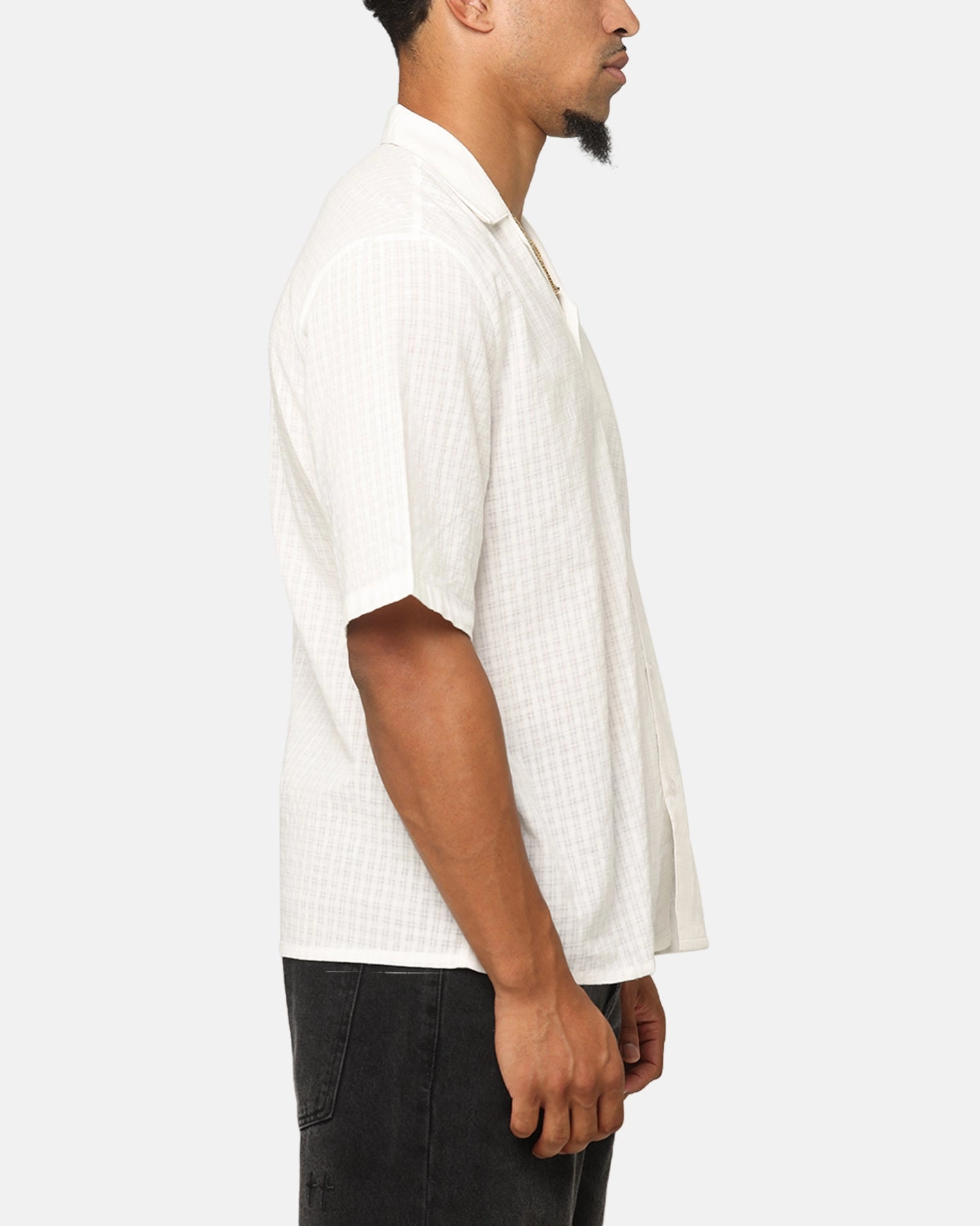 Saint Morta Textured Short Sleeve Shirt White Reinforced Elasticity Sustainable Weave