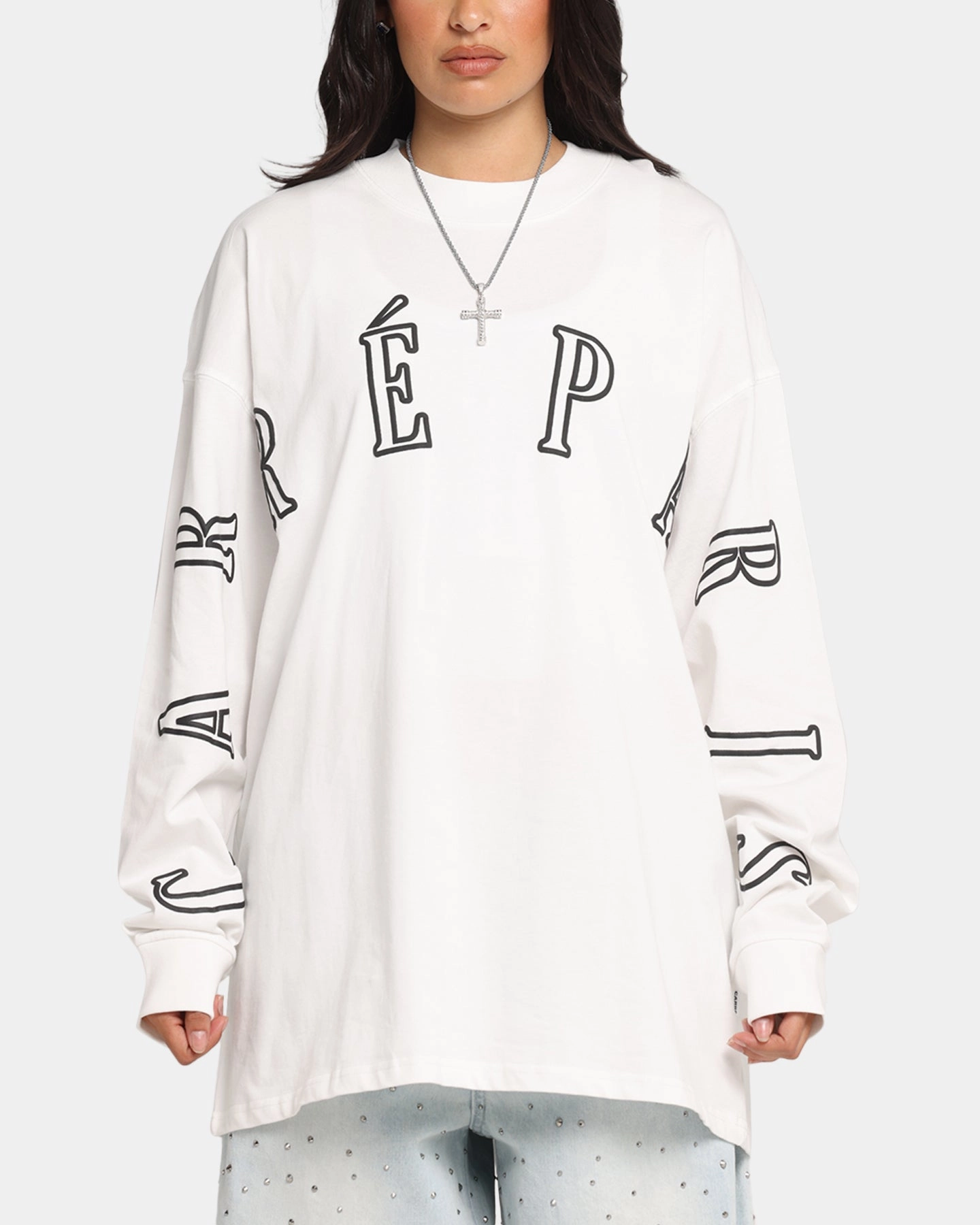 Carre Global Oversized Long Sleeve T-Shirt Off White ethical Layered Shoulder Design