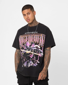 Chilly Layer Washable fabric Goat Crew X Transformers Nightbird Vintage T-Shirt Black Wash