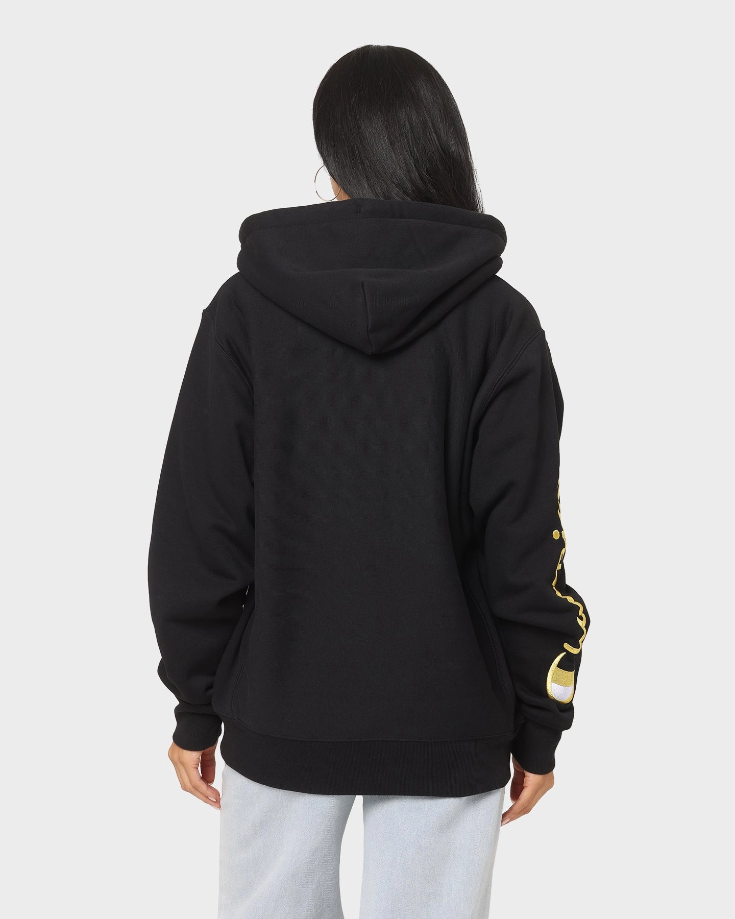 Breathable Comfort Champion Reverse Weave Quarter Zip Hoodie Black/Gold